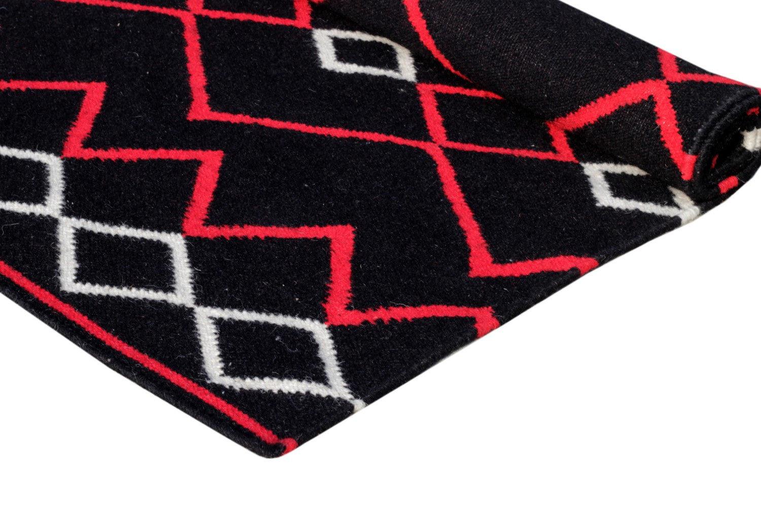 Wool Handwoven Rug Vera Red - Cotton - Flatweave - Ajaypee Carpets (Thumbnail 2)