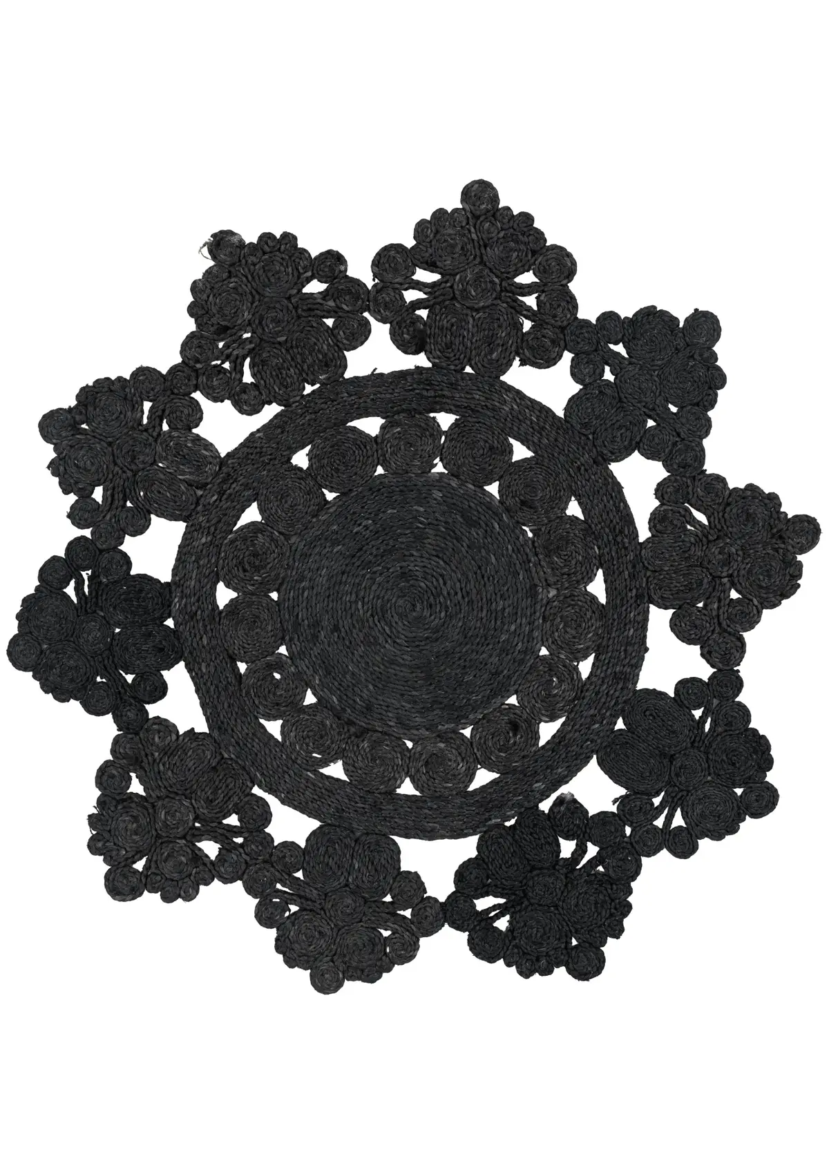 Charcoal Charm Floral Hemp Handwoven - Hemp - Hand Woven - Ajaypee Carpets (View 1)