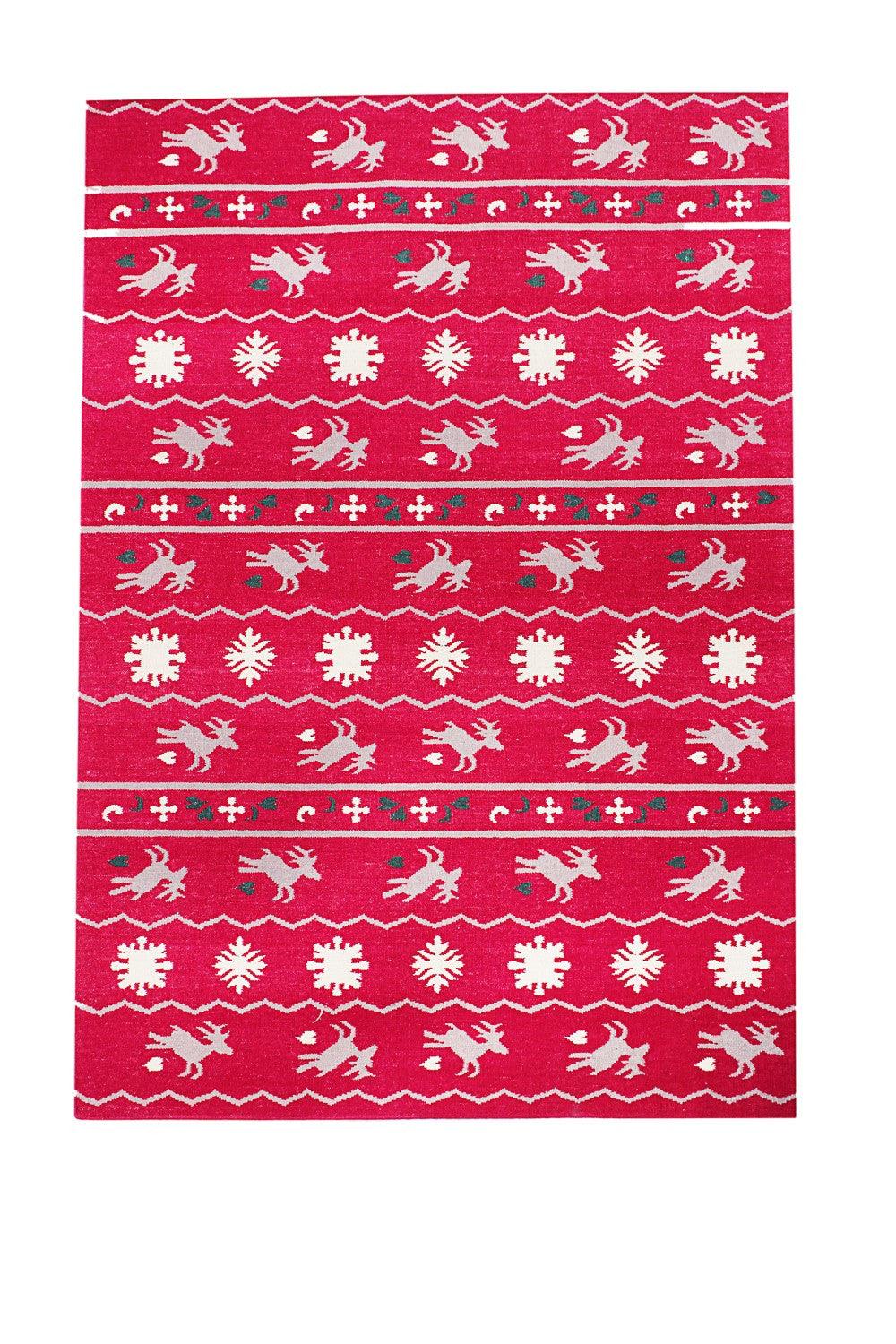 Wool HandWoven Rug Chrisl - Cotton - Flatweave - Ajaypee Carpets (Thumbnail 4)