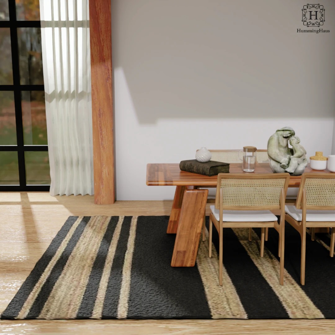 Hemp Hand Woven Rug   Lox Stripe - Jute - Hand Woven - Ajaypee Carpets (Thumbnail 3)