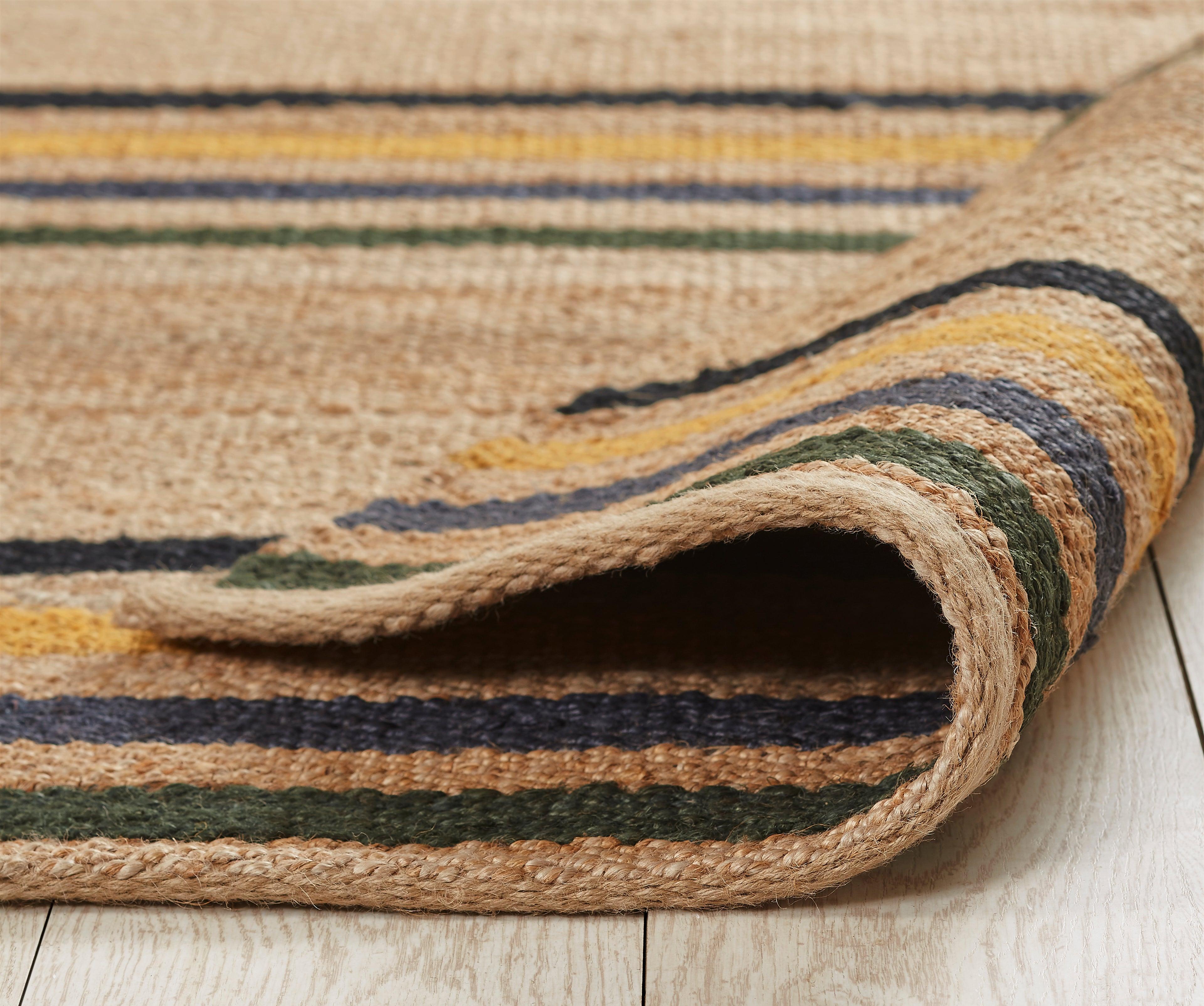 Hemp HandWoven Rug  Multi Stripe - Jute - Hand Woven - Ajaypee Carpets (Thumbnail 4)