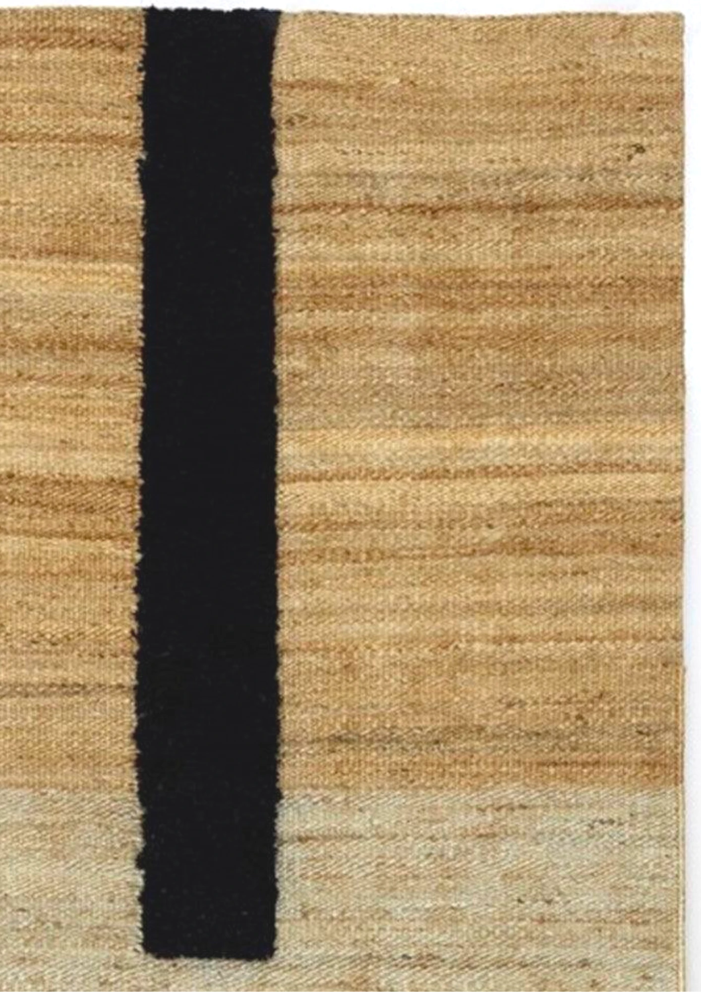 Hemp & Wool Hand knotted Carpet Linear Natural & Black - Jute - Flatweave - Ajaypee Carpets (Thumbnail 3)