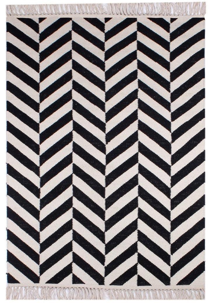 Cotton Hand Woven Rug Zigco - Cotton - Flatweave - Ajaypee Carpets (View 1)