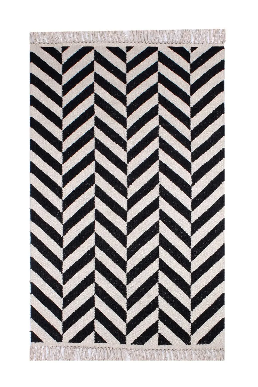 Cotton Hand Woven Rug Zigco - Cotton - Flatweave - Ajaypee Carpets (Thumbnail 4)