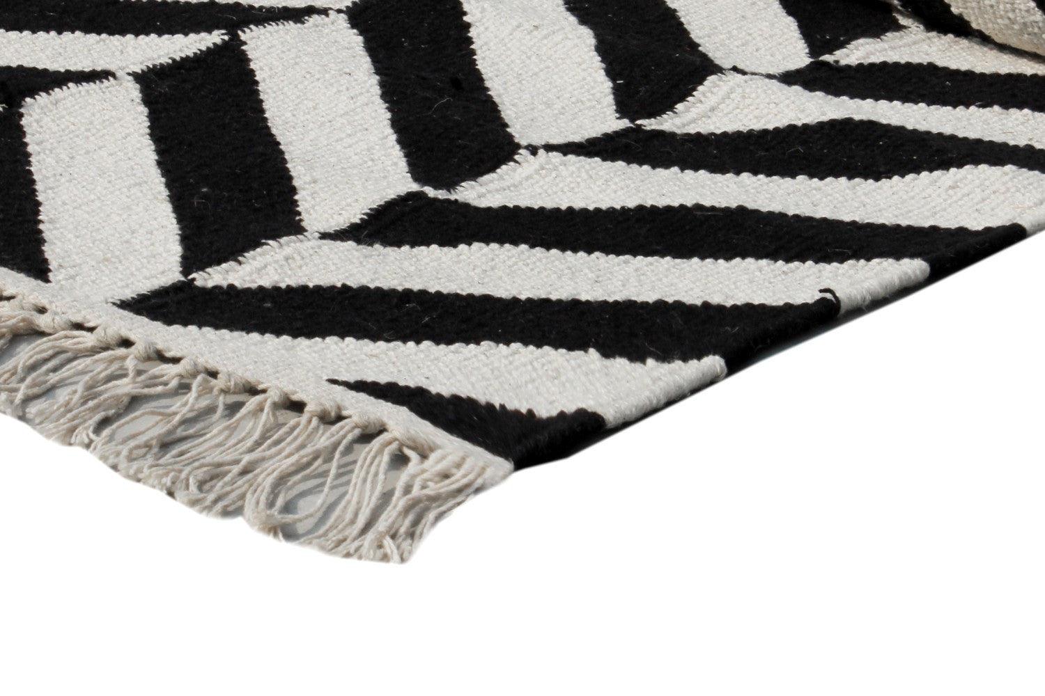 Cotton Hand Woven Rug Zigco - Cotton - Flatweave - Ajaypee Carpets (Thumbnail 5)