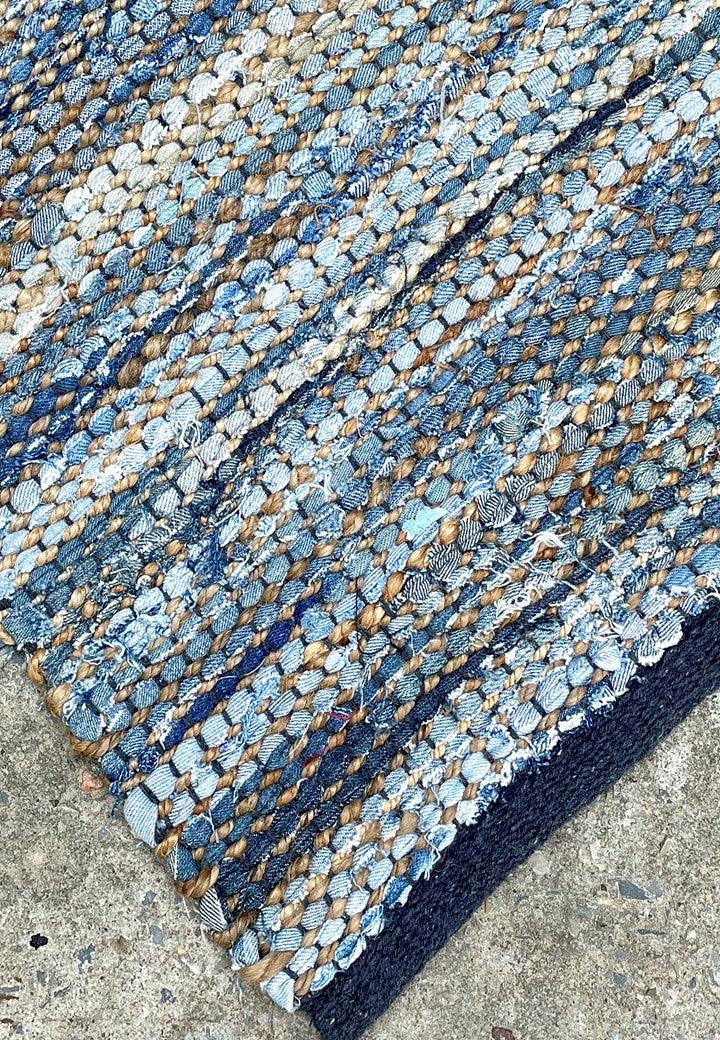 Denim & Hemp Handwoven Rug   Mezclilla - Jute - Flatweave - Ajaypee Carpets (Thumbnail 2)