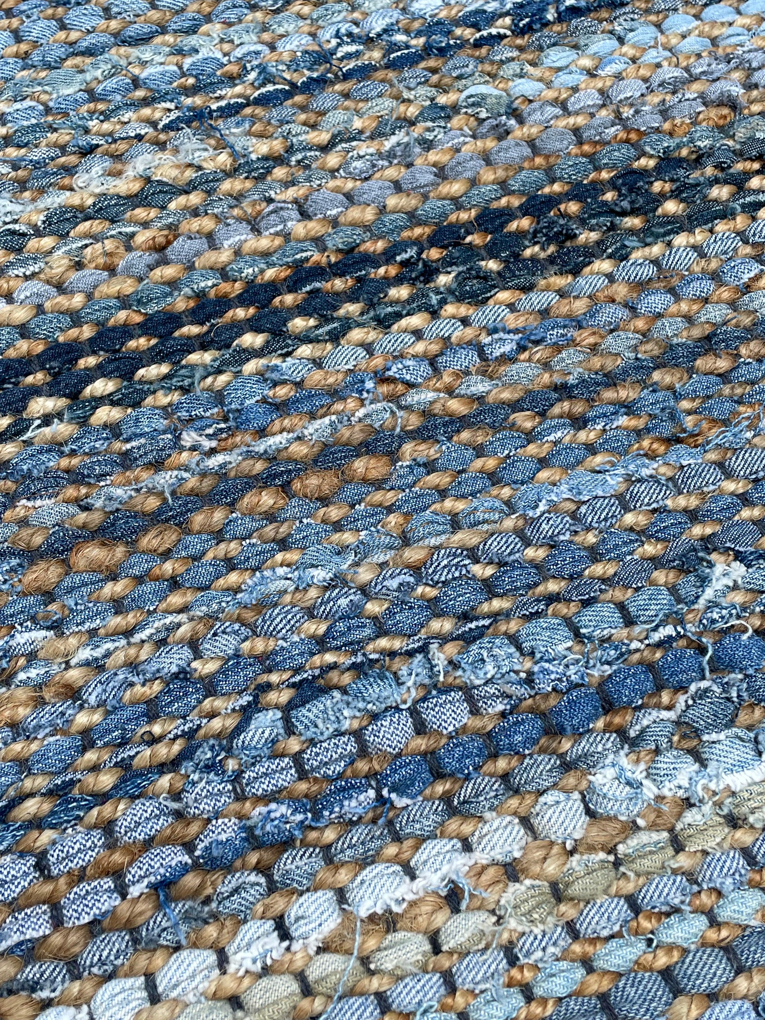 Denim & Hemp Handwoven Rug   Mezclilla - Jute - Flatweave - Ajaypee Carpets (Thumbnail 4)