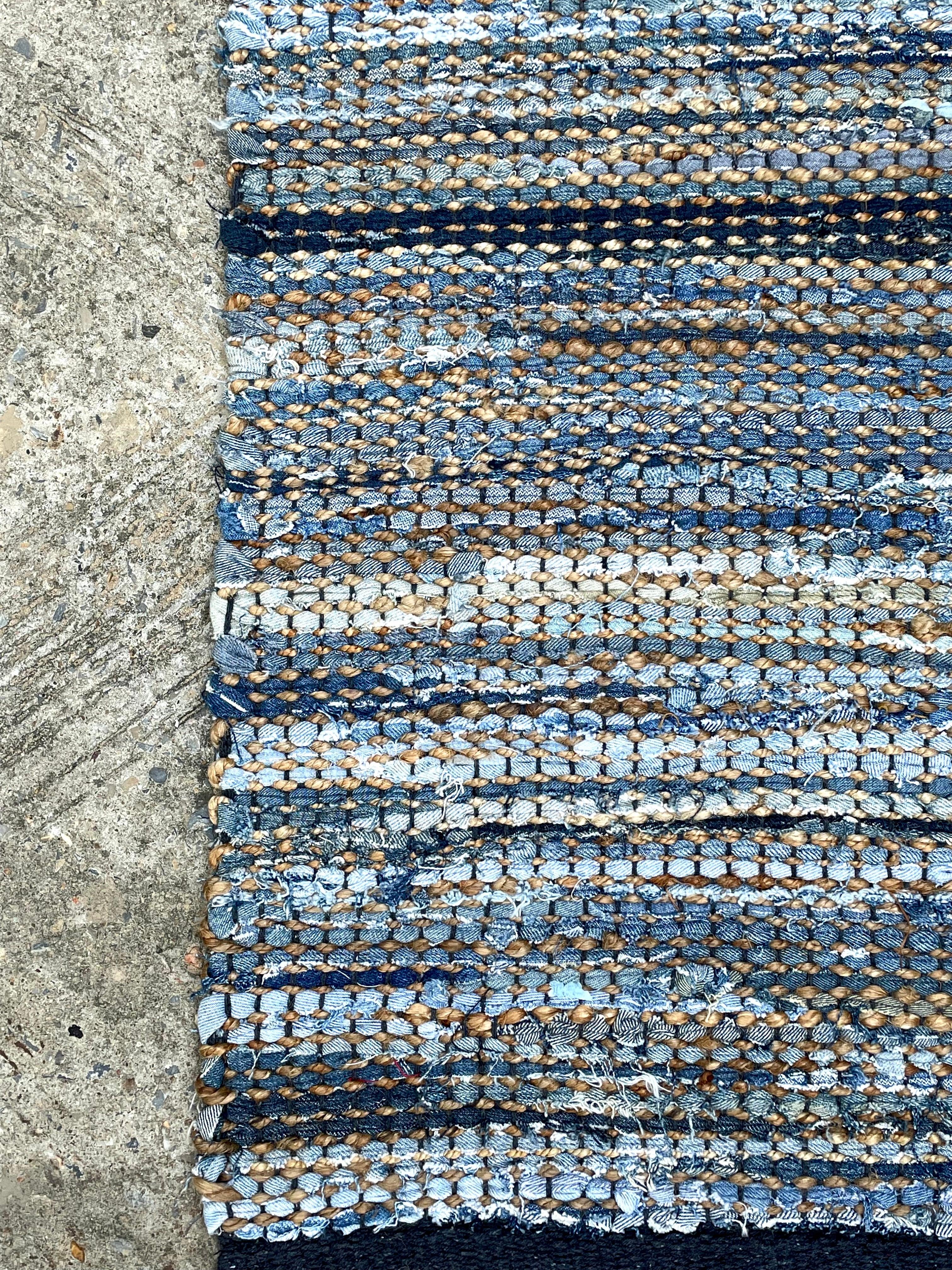 Denim & Hemp Handwoven Rug   Mezclilla - Jute - Flatweave - Ajaypee Carpets (Thumbnail 5)