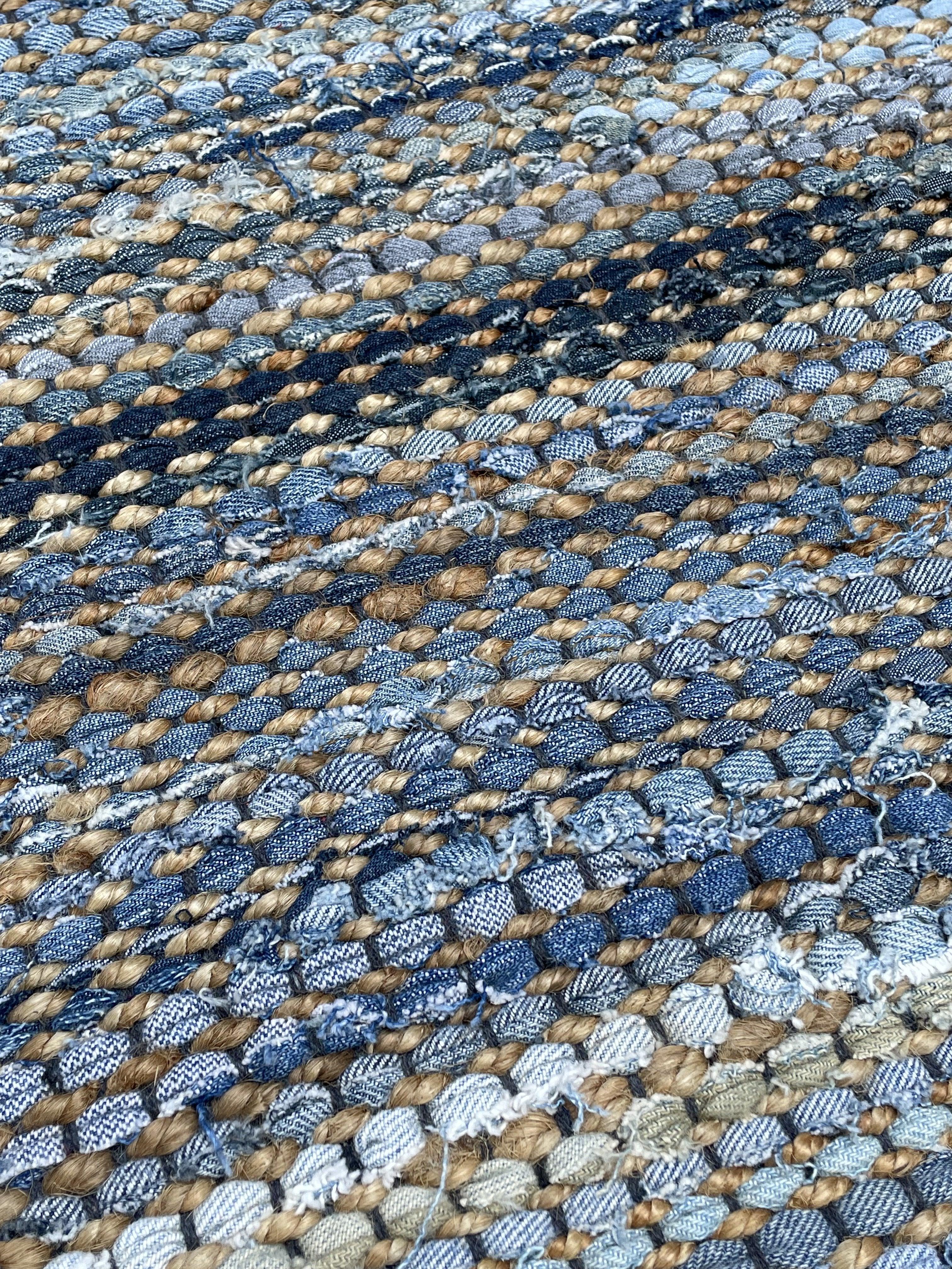 Denim & Hemp Handwoven Rug: Mezclilla - Jute - Hand Woven - Ajaypee Carpets (Thumbnail 3)