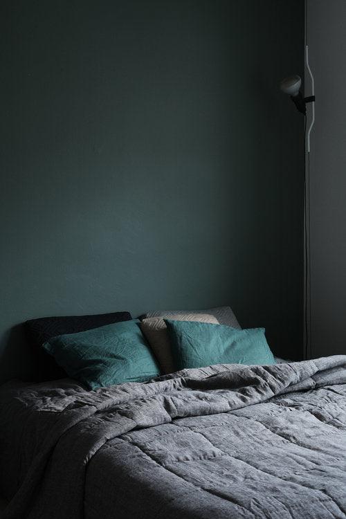 Graphite Linen Bedspread - Cotton - Hand Woven - Ajaypee Carpets (Thumbnail 3)
