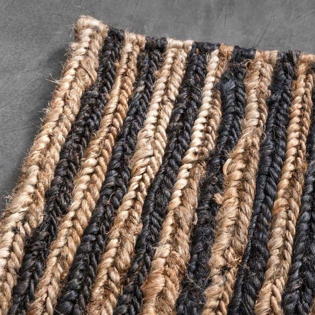 Hemp Hand Woven Rug   Dual Stripes - Jute - Flatweave - Ajaypee Carpets (Thumbnail 2)