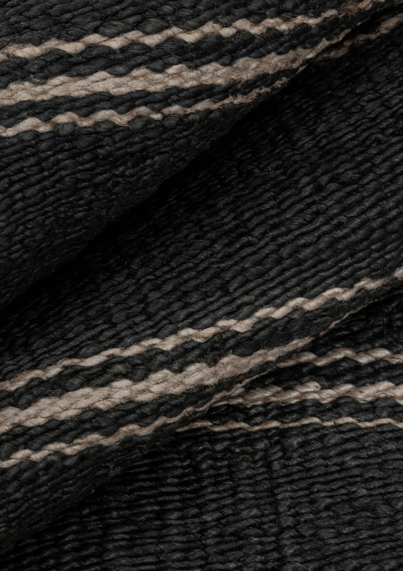 Hemp Hand Woven Rug   Midnight Stripes - Jute - Flatweave - Ajaypee Carpets (Thumbnail 2)