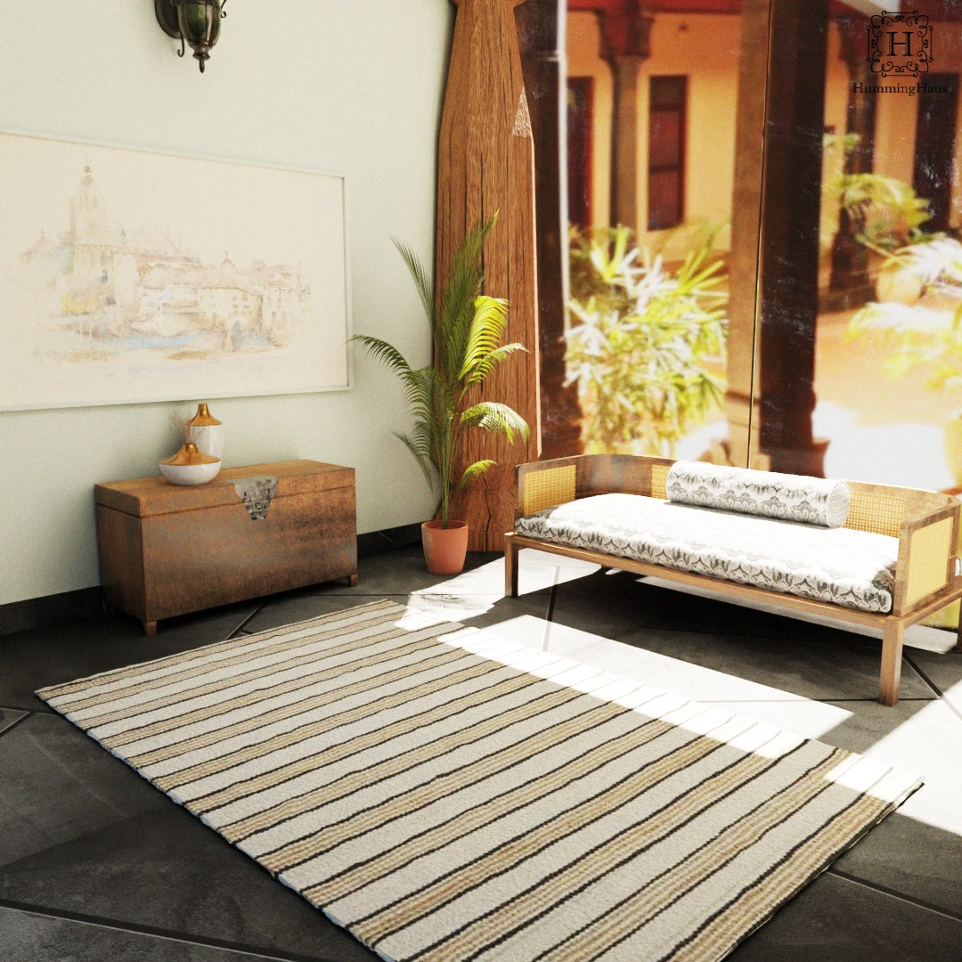 Hemp Hand Woven Rug   Stripe Egma - Jute - Flatweave - Ajaypee Carpets (Thumbnail 3)