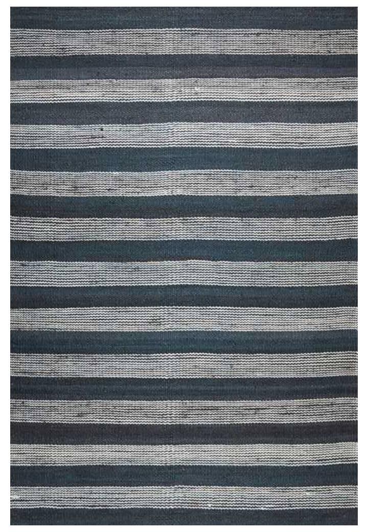 Hemp Hand Woven Rug   Stripe Navy Egma - Jute - Flatweave - Ajaypee Carpets (View 1)