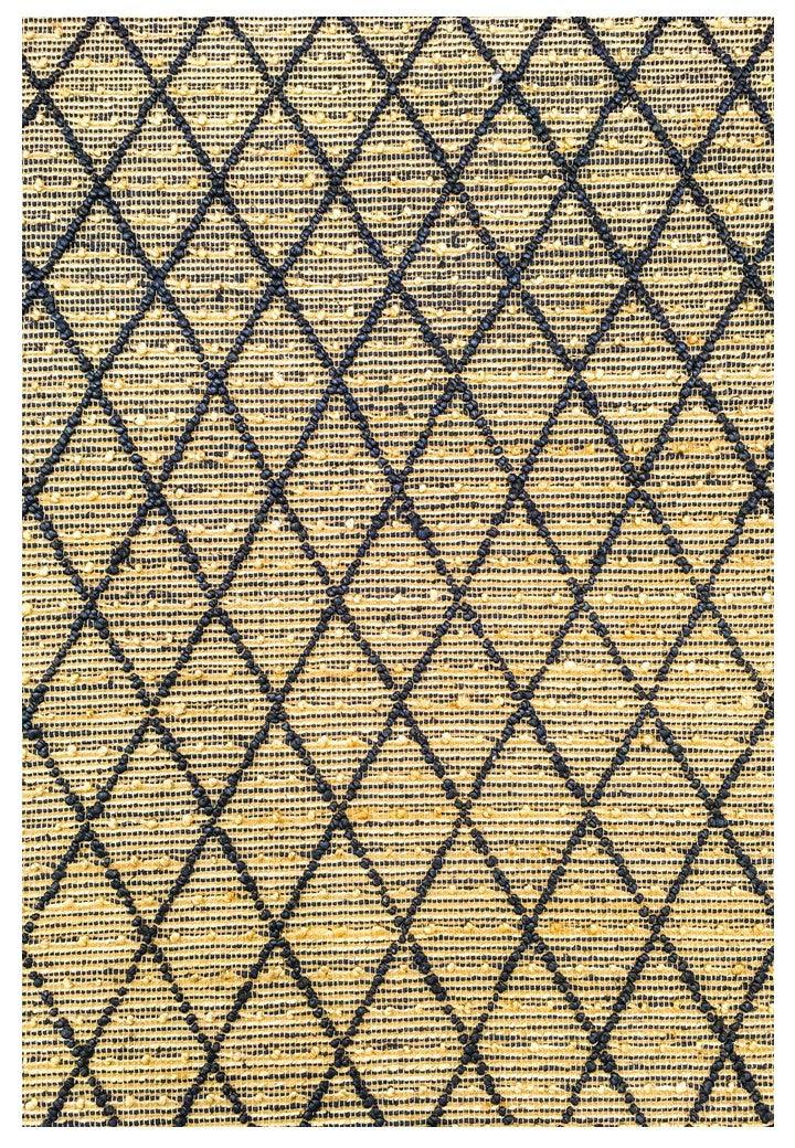 Hemp Hand Woven Rug: Blue Diamond Loop – Jute Flatweave handmade carpet by Ajaypee Carpets