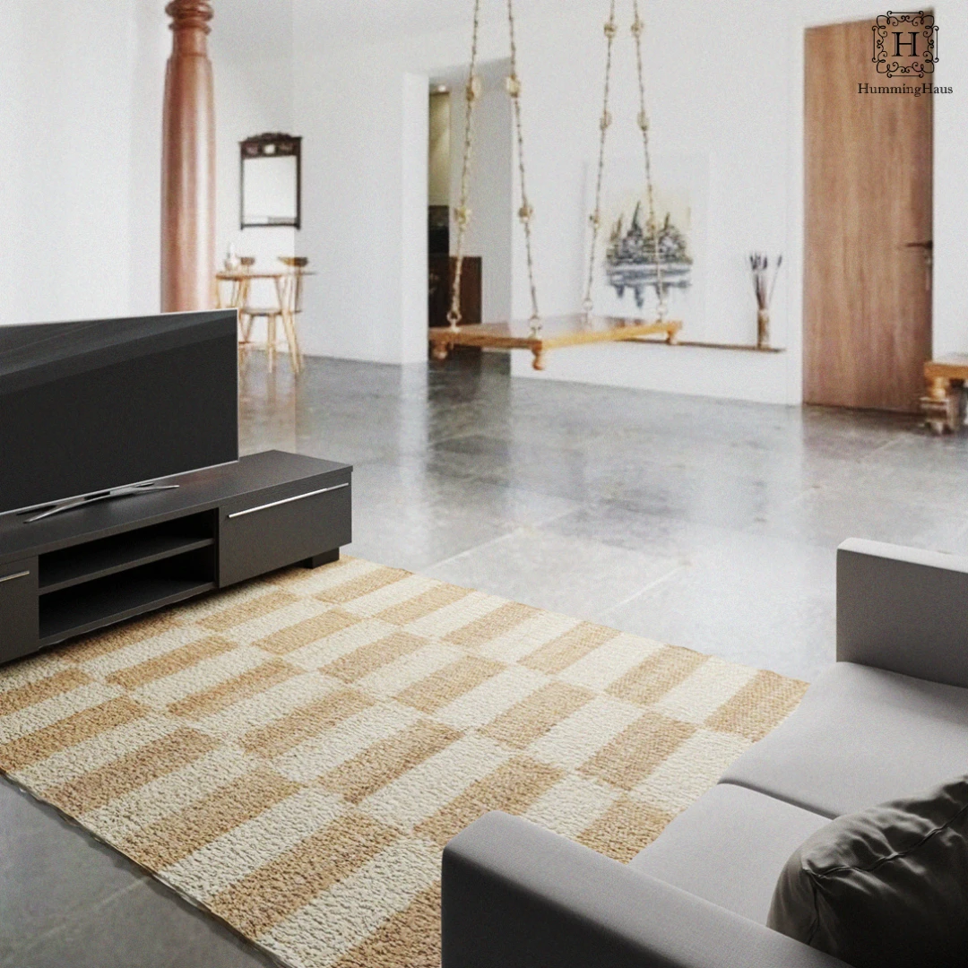 Hemp Hand Woven Rug Flat: Chess Box - Hemp - Hand Woven - Ajaypee Carpets (Thumbnail 4)