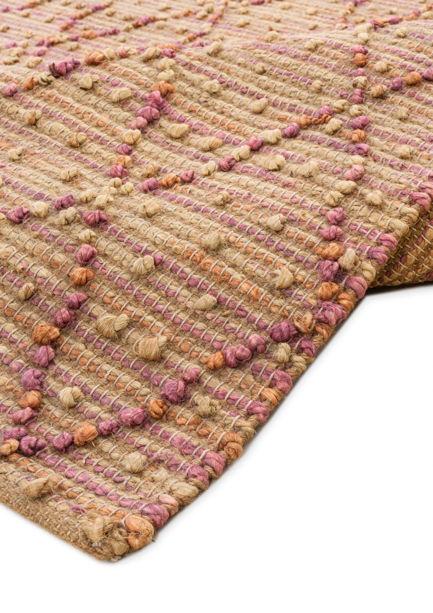 Hemp Hand Woven Rug Loop : Oxfo Pink - Jute - Hand Woven - Ajaypee Carpets (Thumbnail 2)