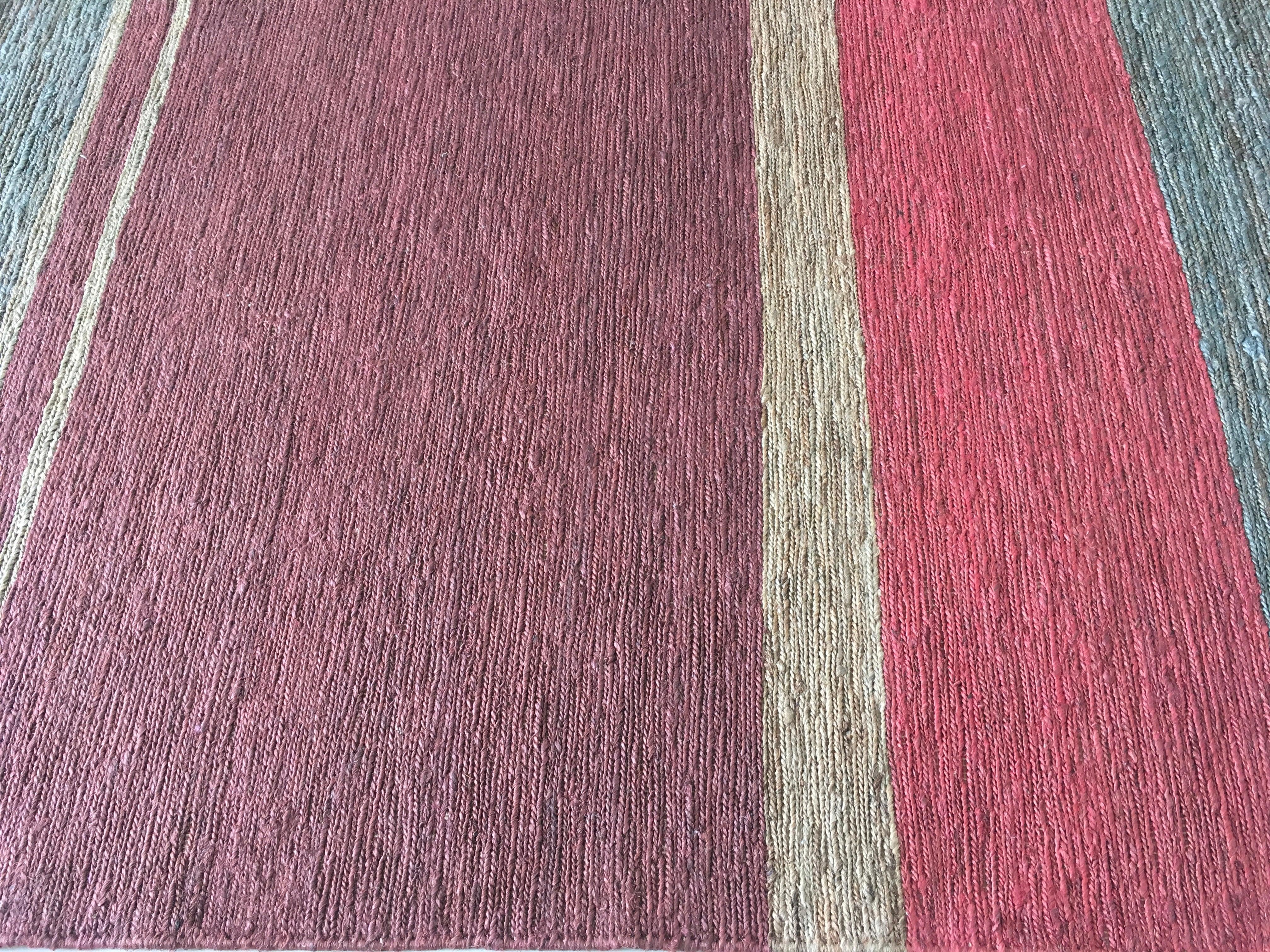 Hemp HandWoven Rug    Multi Braided Stripe - Jute - Flatweave - Ajaypee Carpets (Thumbnail 5)