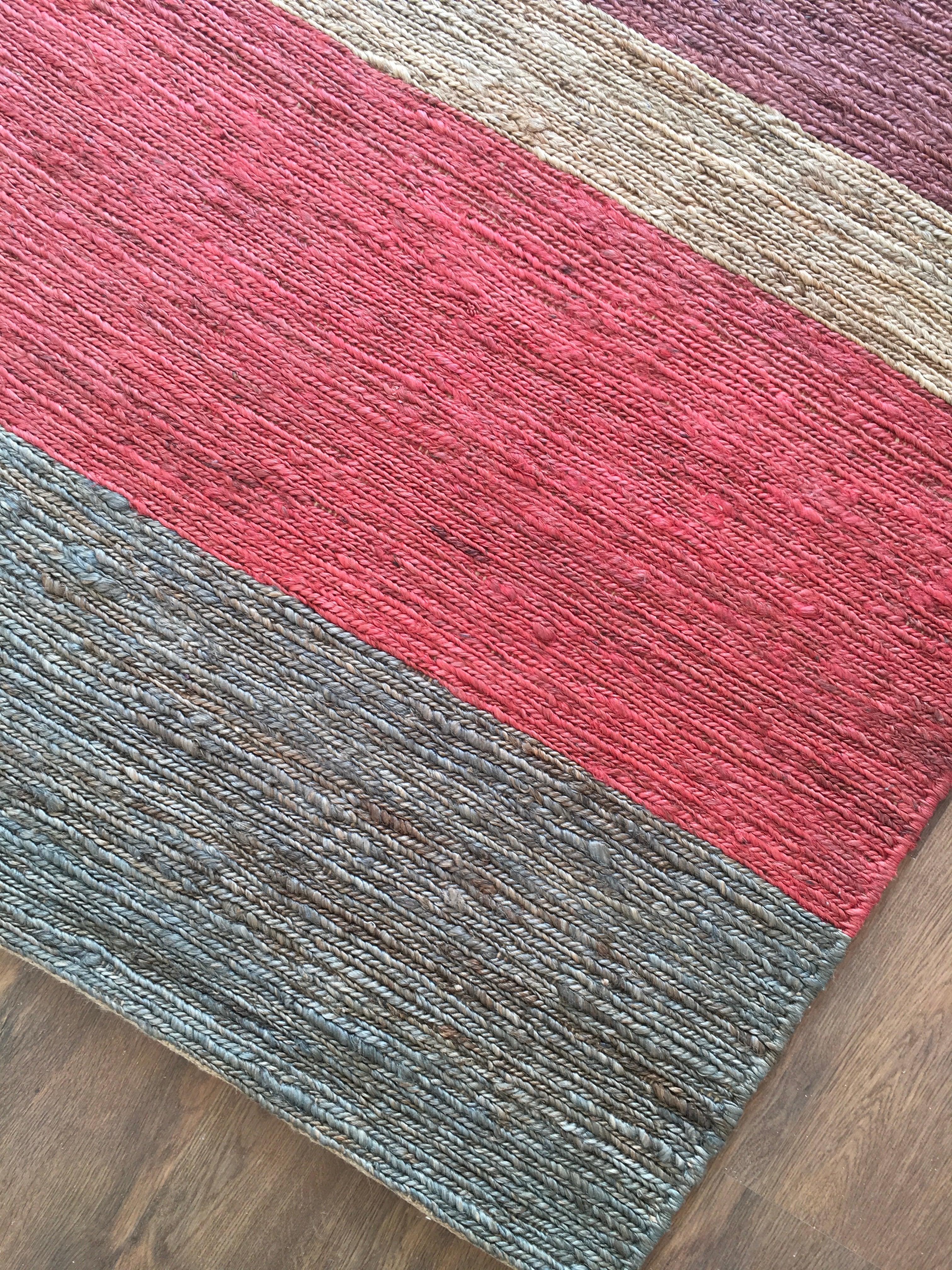 Hemp HandWoven Rug    Multi Braided Stripe - Jute - Flatweave - Ajaypee Carpets (Thumbnail 6)