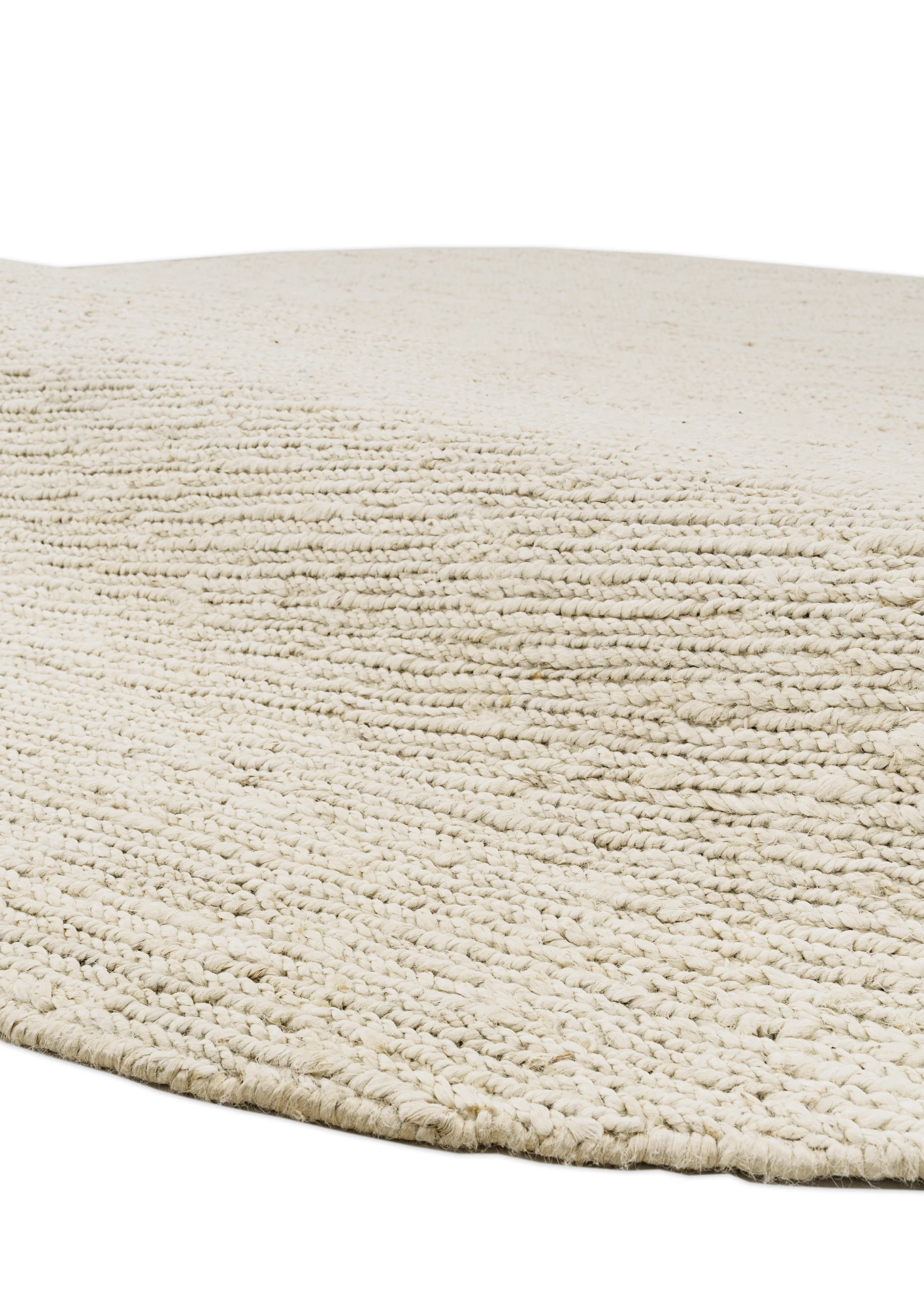 Hemp Handwoven Rug   Round Lines White - Jute - Hand Woven - Ajaypee Carpets (Thumbnail 2)