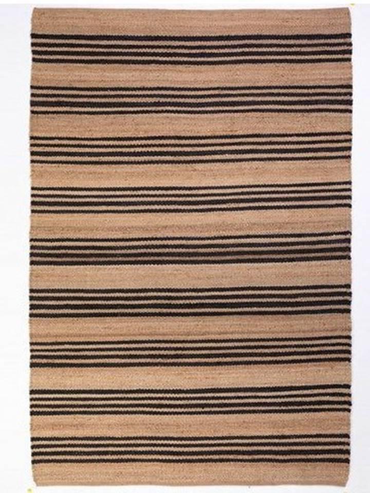 Hemp HandWoven Rug   Stripe: Carbon – Jute Flatweave handmade carpet by Ajaypee Carpets