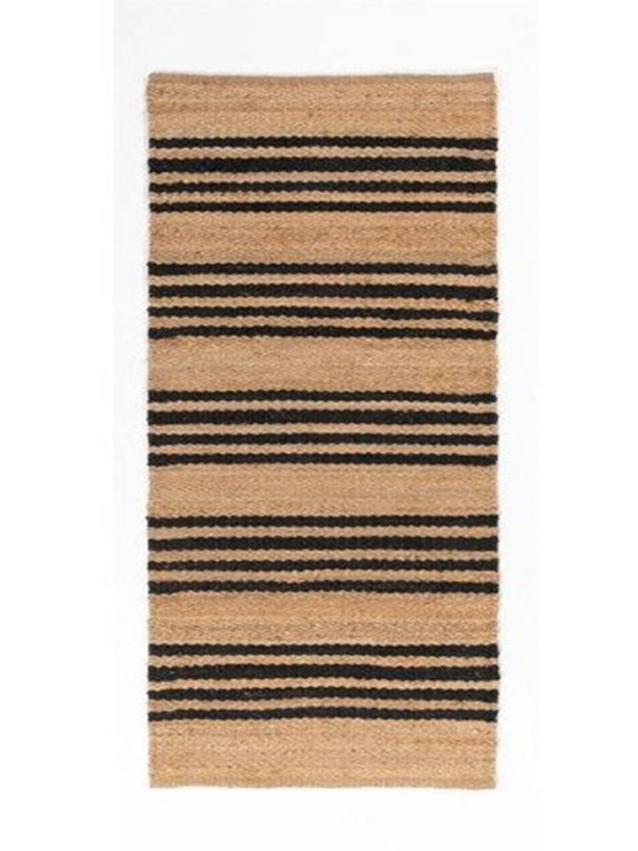 Hemp HandWoven Rug   Stripe: Carbon - Jute - Flatweave - Ajaypee Carpets (Thumbnail 3)