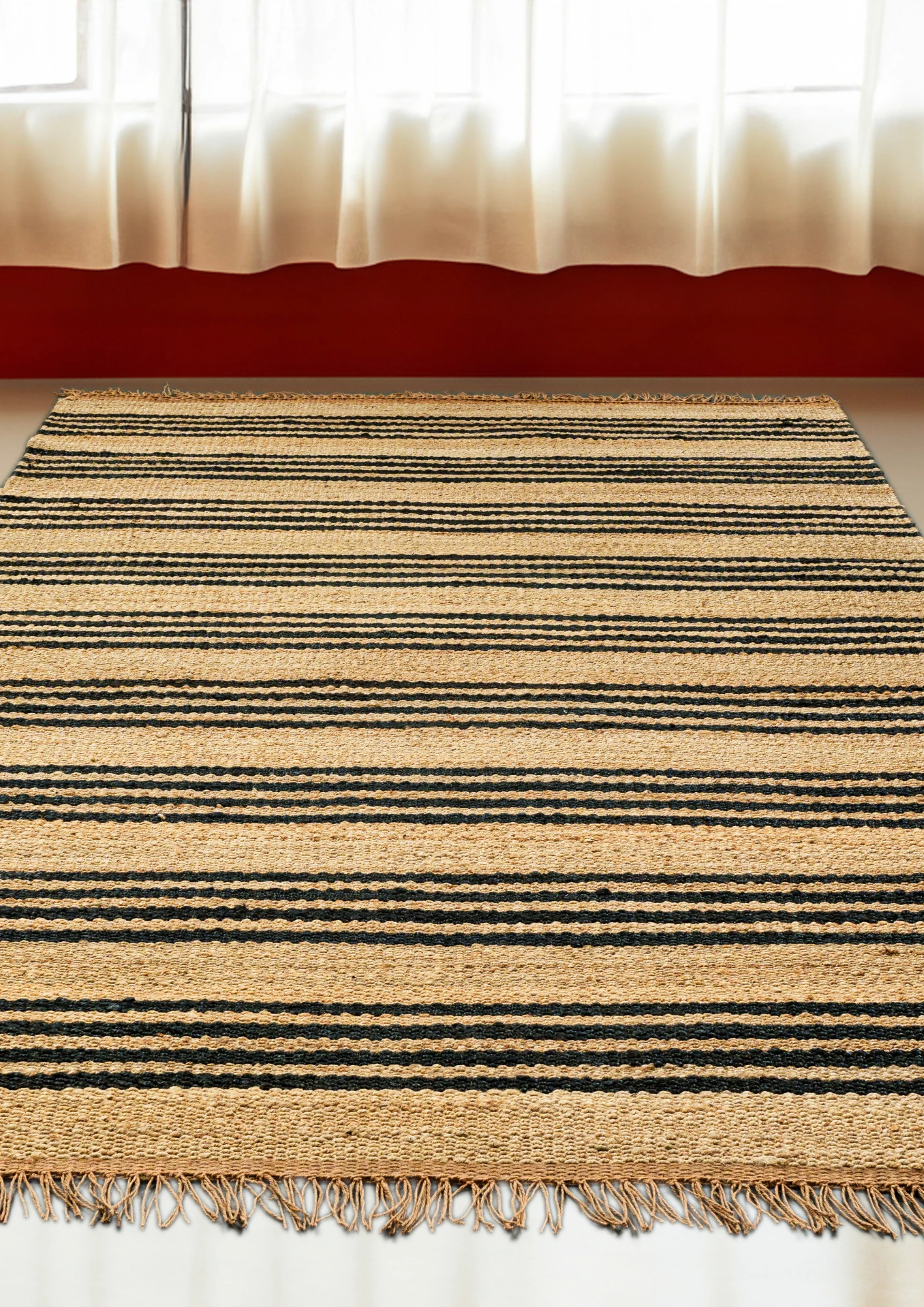 Hemp HandWoven Rug   Stripe: Finn - Jute - Flatweave - Ajaypee Carpets (Thumbnail 4)