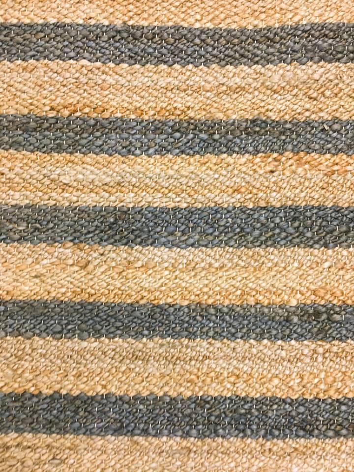 Hemp HandWoven Rug   Stripe: Grey - Jute - Hand Woven - Ajaypee Carpets (Thumbnail 3)
