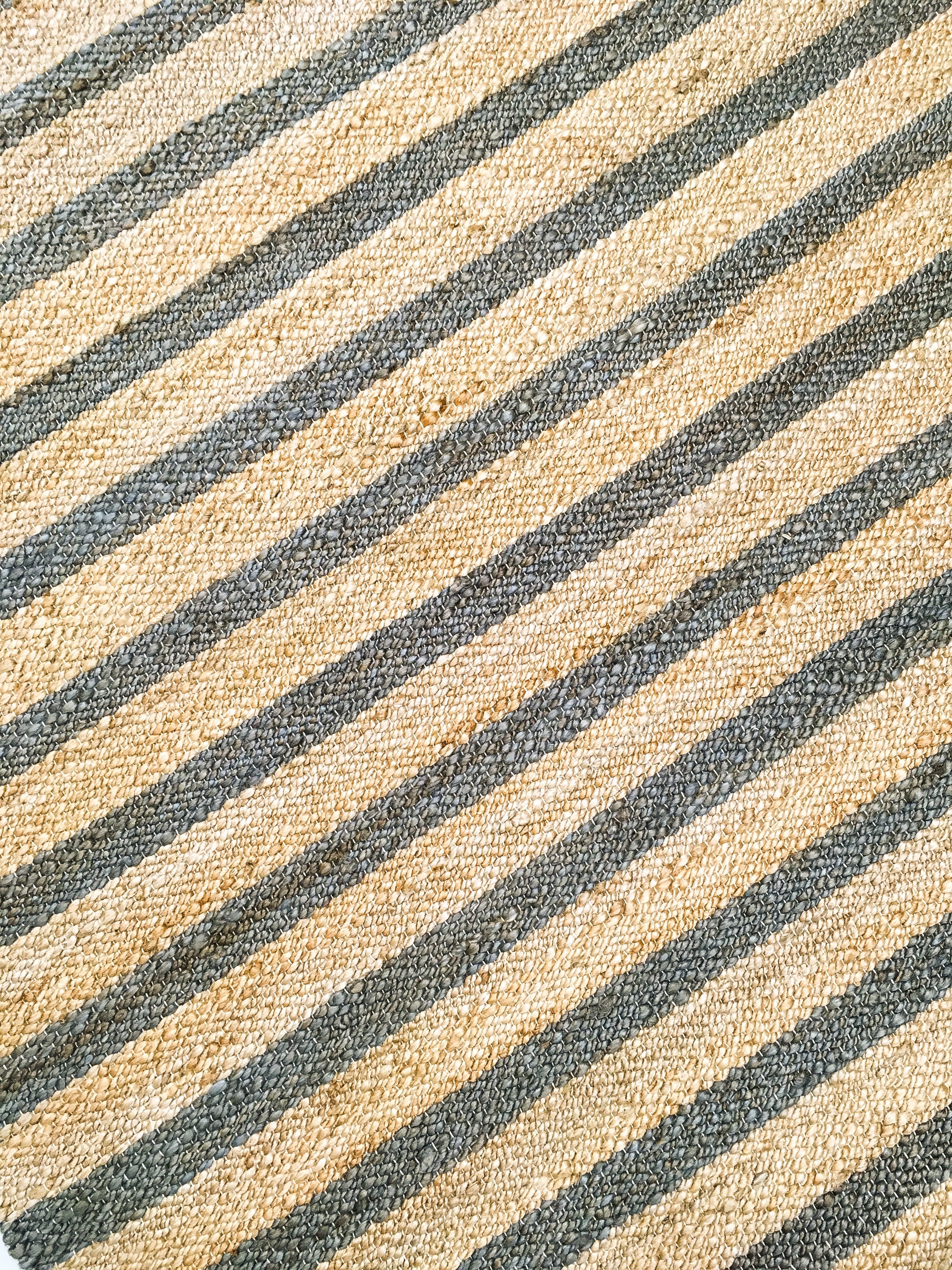 Hemp HandWoven Rug   Stripe: Grey - Jute - Hand Woven - Ajaypee Carpets (Thumbnail 4)