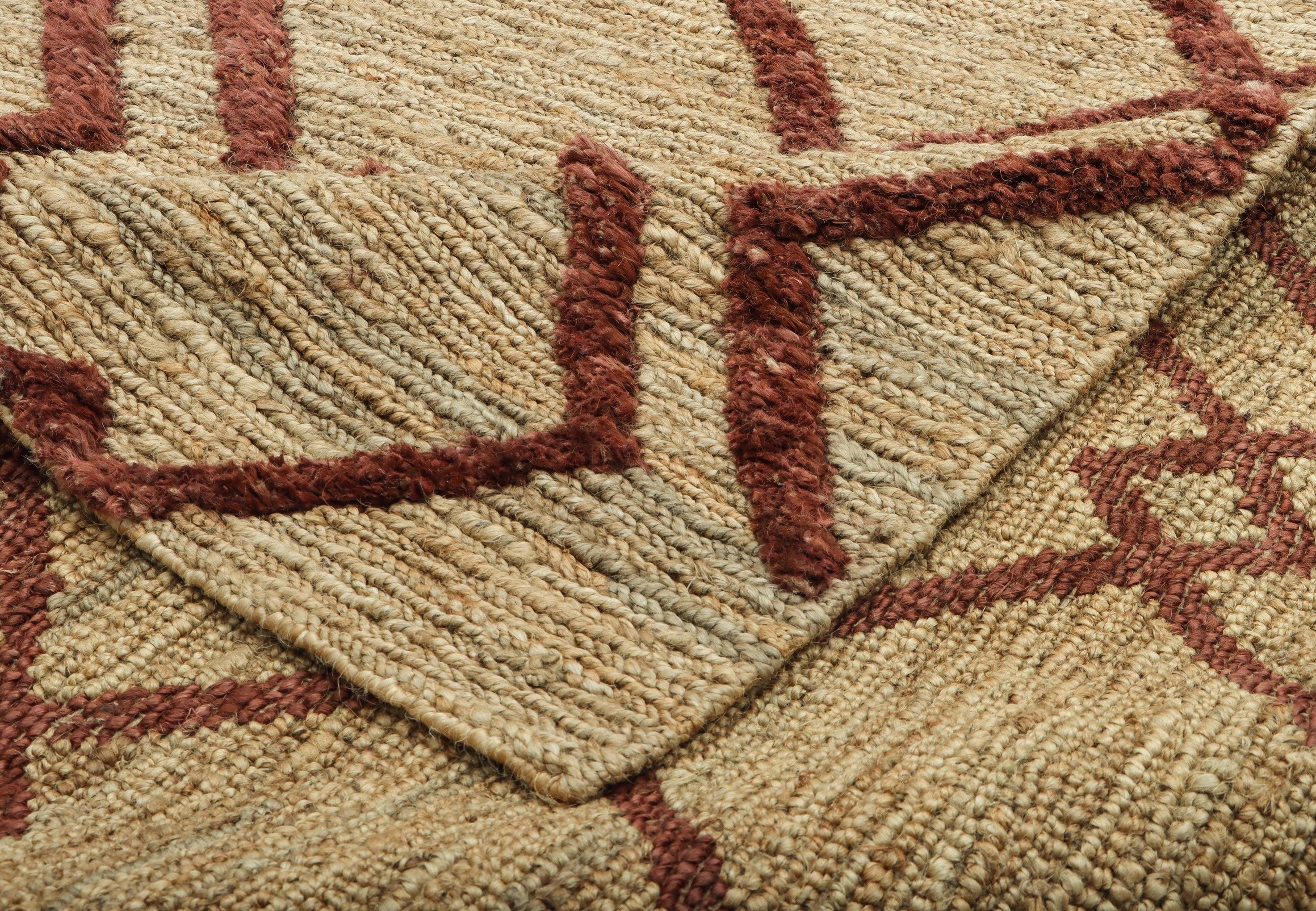 Hemp Handwoven Rug    Wales Maroon - Jute - Flatweave - Ajaypee Carpets (Thumbnail 3)