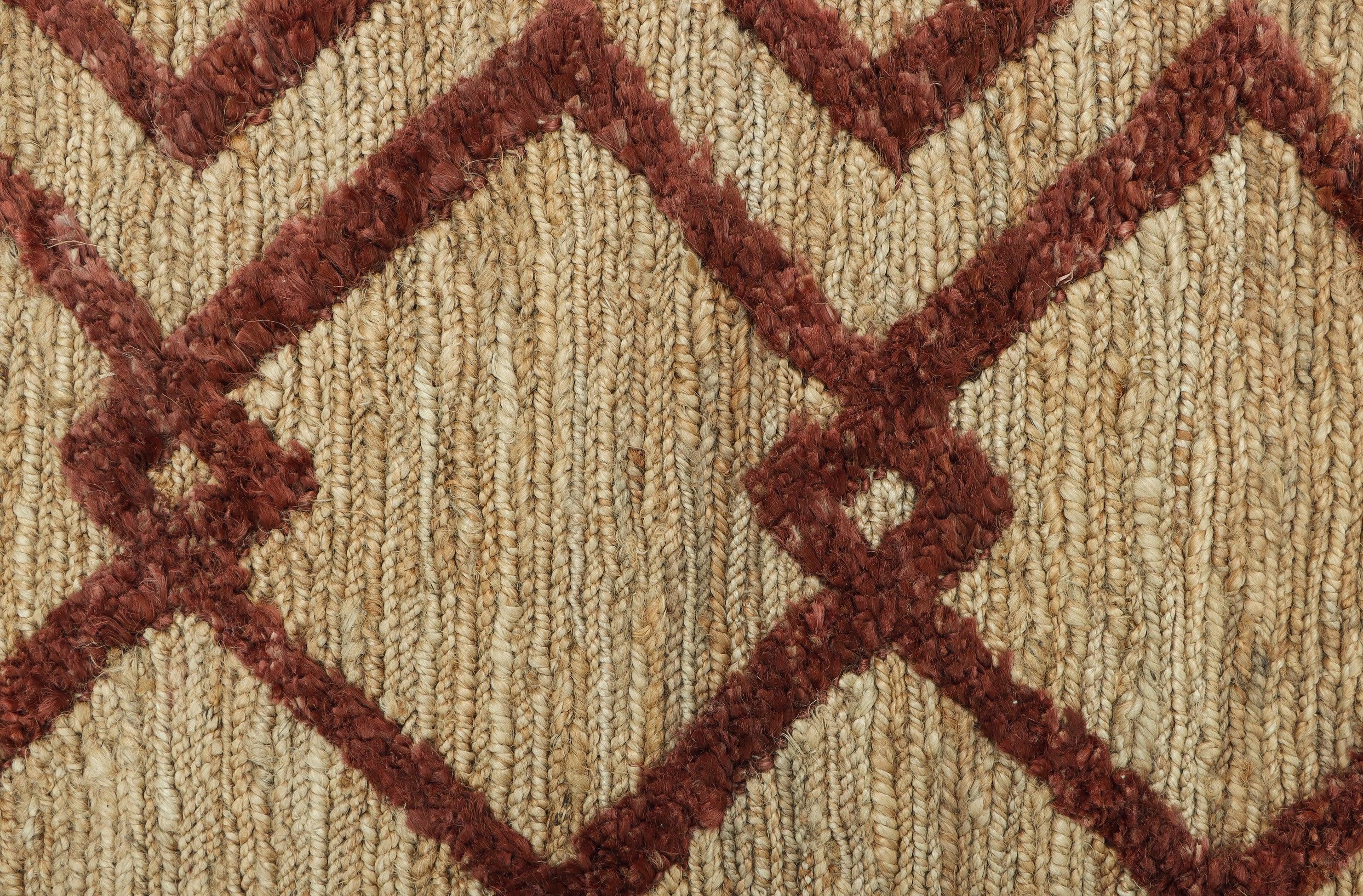Hemp Handwoven Rug    Wales Maroon - Jute - Flatweave - Ajaypee Carpets (Thumbnail 4)