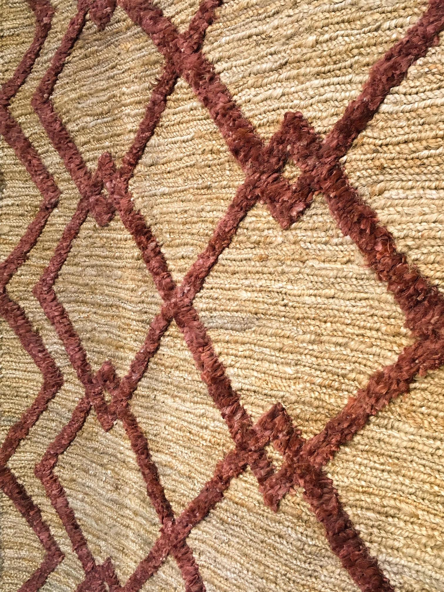 Hemp Handwoven Rug    Wales Maroon - Jute - Flatweave - Ajaypee Carpets (Thumbnail 5)