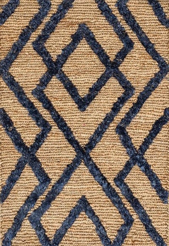 Hemp Handwoven Rug    Wales Navy Blue - Jute - Flatweave - Ajaypee Carpets (Thumbnail 3)