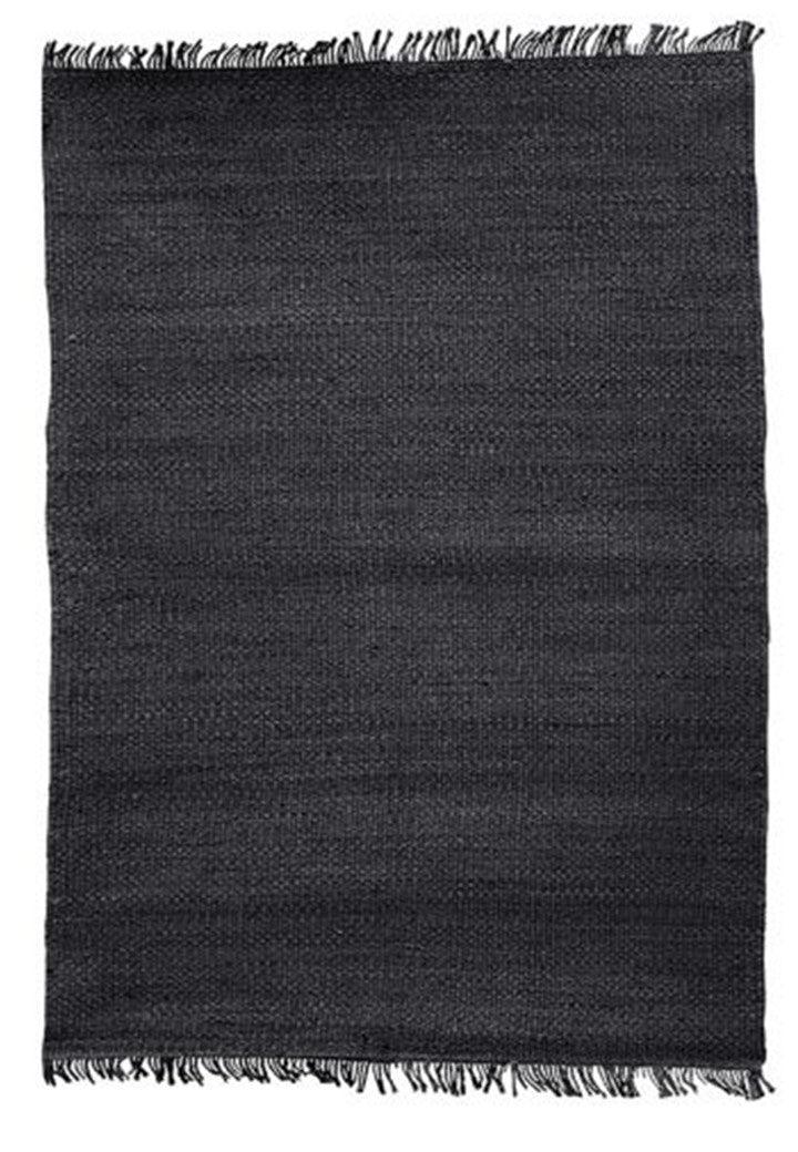 Hemp Handwoven Rug  Black Ink – Jute Flatweave handmade carpet by Ajaypee Carpets
