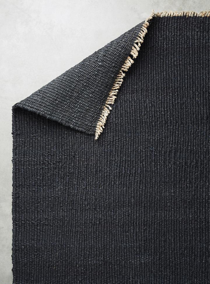 Hemp Handwoven Rug  Panja Black - Jute - Hand Woven - Ajaypee Carpets (Thumbnail 2)