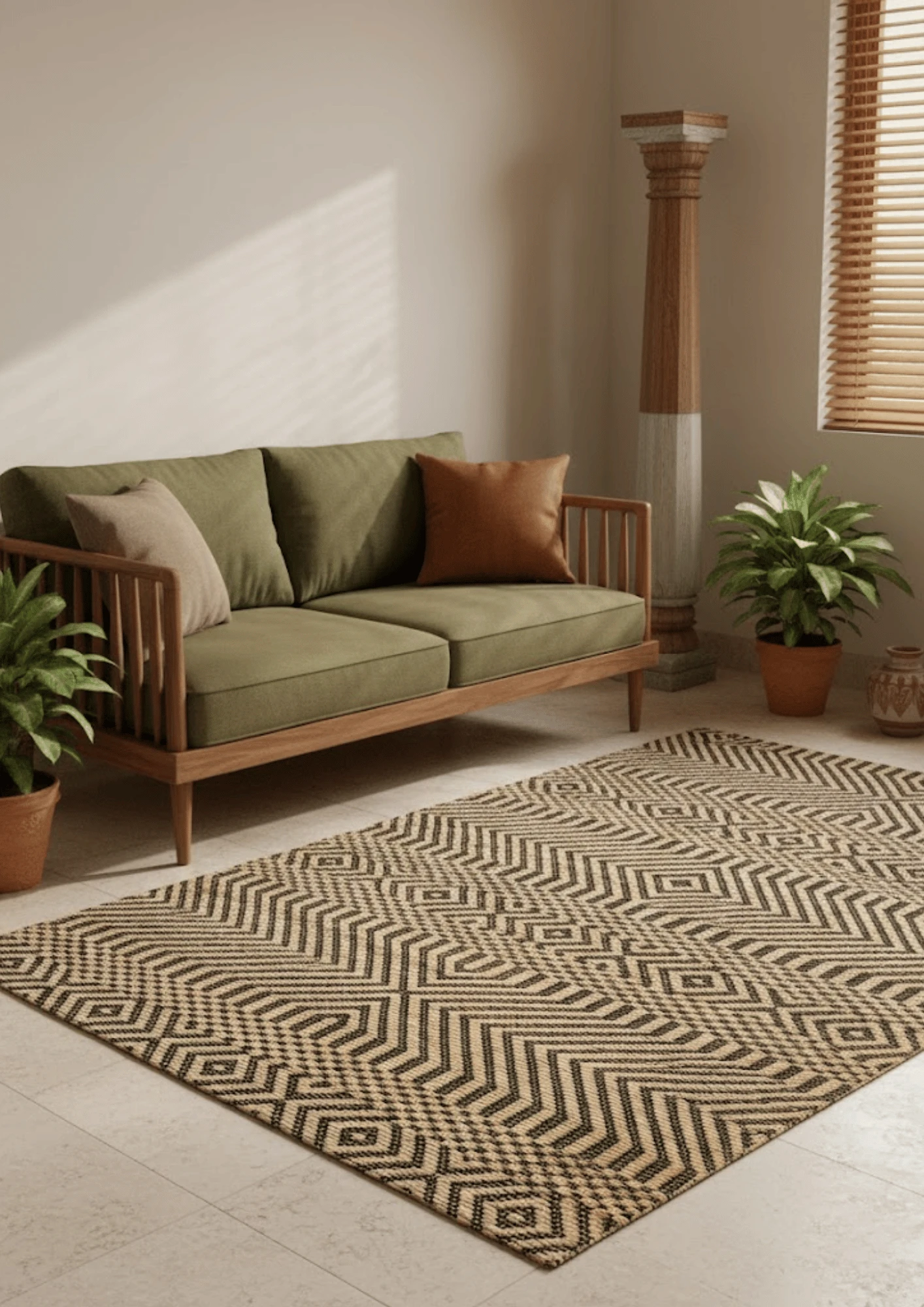 Hemp Handwoven Rug  Zaraft - Jute - Flatweave - Ajaypee Carpets (Thumbnail 2)