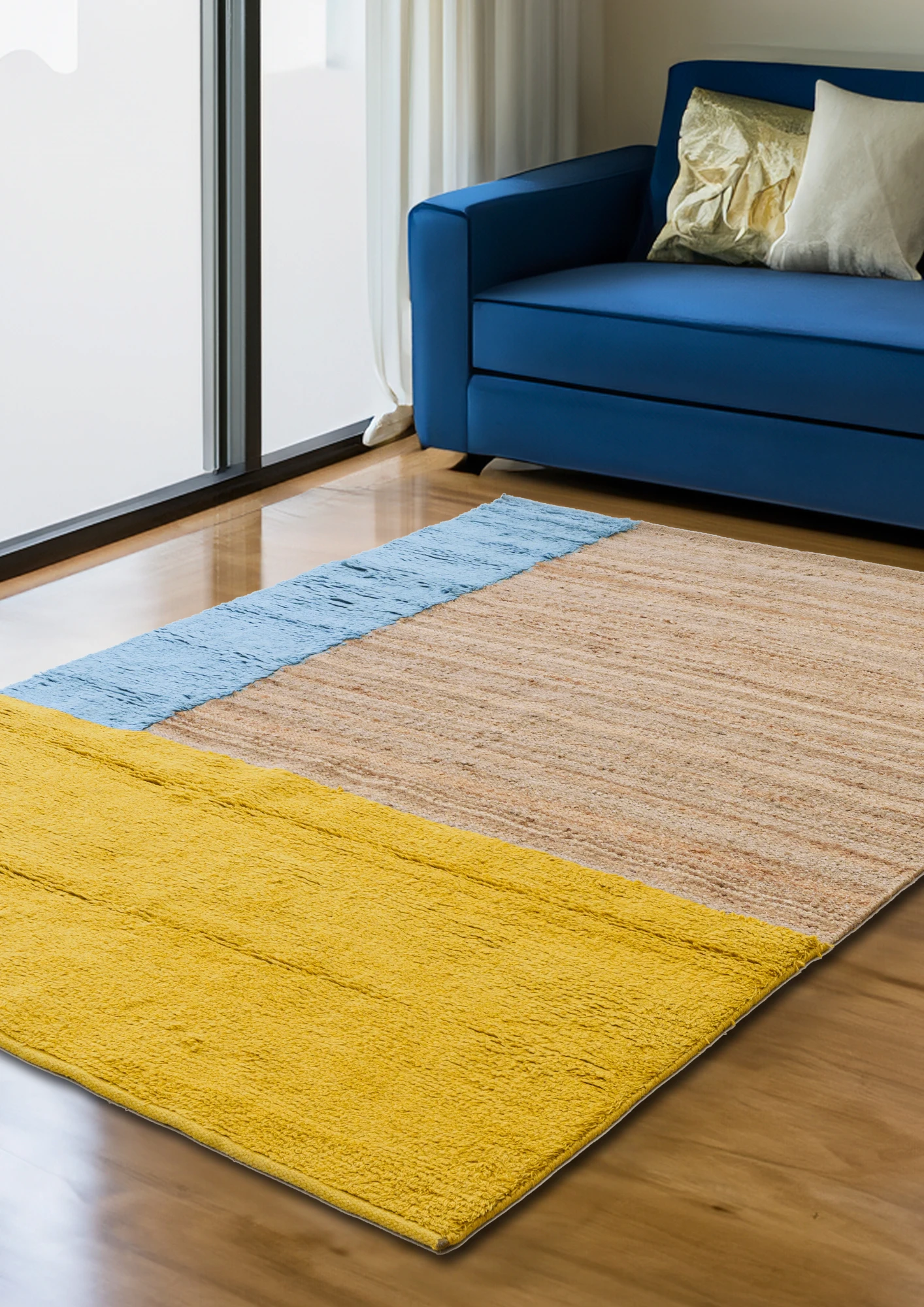 Hemp & Wool Hand knotted Carpet-Dunazure - Jute - Flatweave - Ajaypee Carpets (Thumbnail 3)