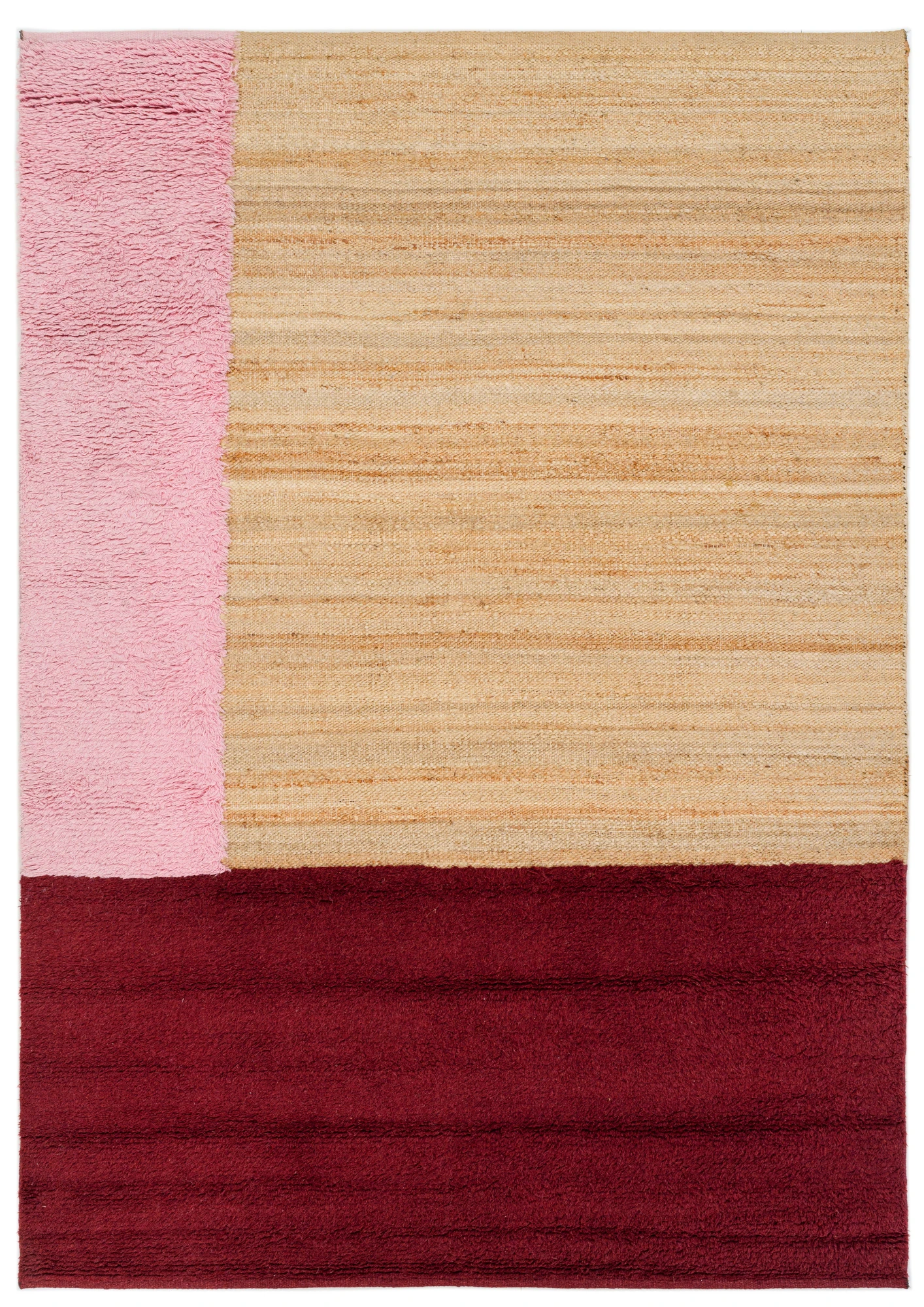 Hemp & Wool Hand knotted Carpet  Maroon Merge - Jute - Flatweave - Ajaypee Carpets (View 1)