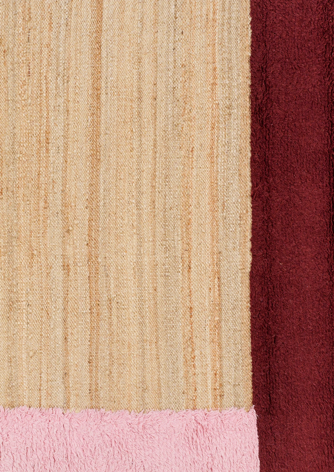 Hemp & Wool Hand knotted Carpet  Maroon Merge - Jute - Flatweave - Ajaypee Carpets (Thumbnail 3)