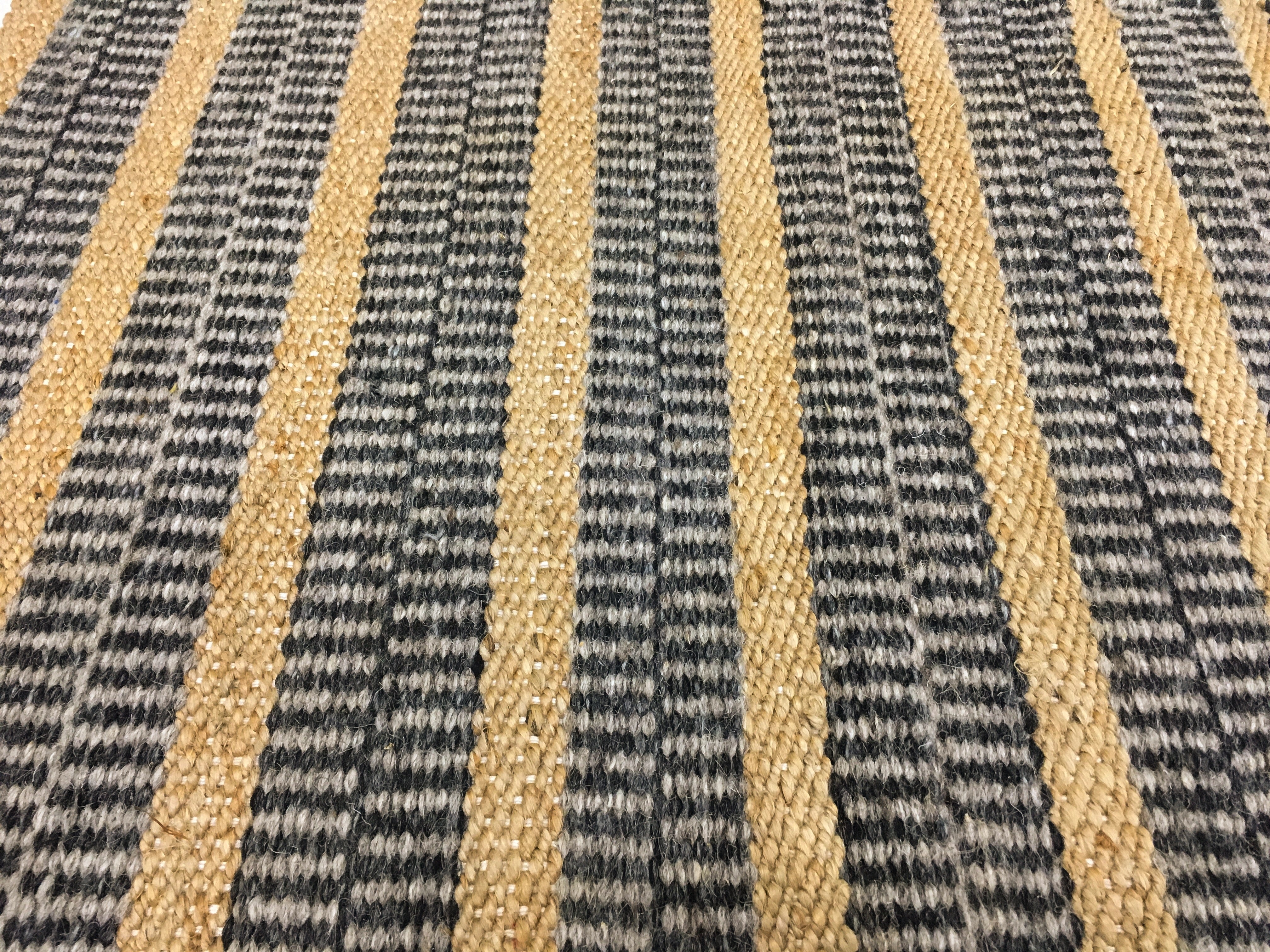 Hemp & Wool HandWoven Rug Stripe - Jute - Flatweave - Ajaypee Carpets (Thumbnail 2)