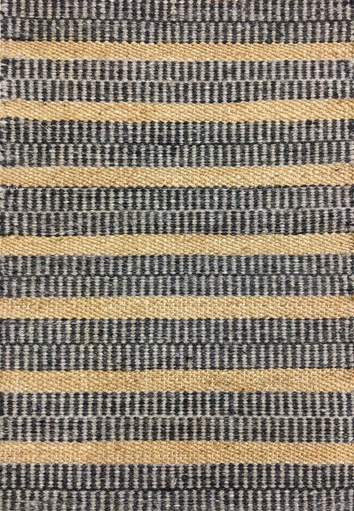 Hemp & Wool HandWoven Rug Stripe - Jute - Flatweave - Ajaypee Carpets (Thumbnail 3)