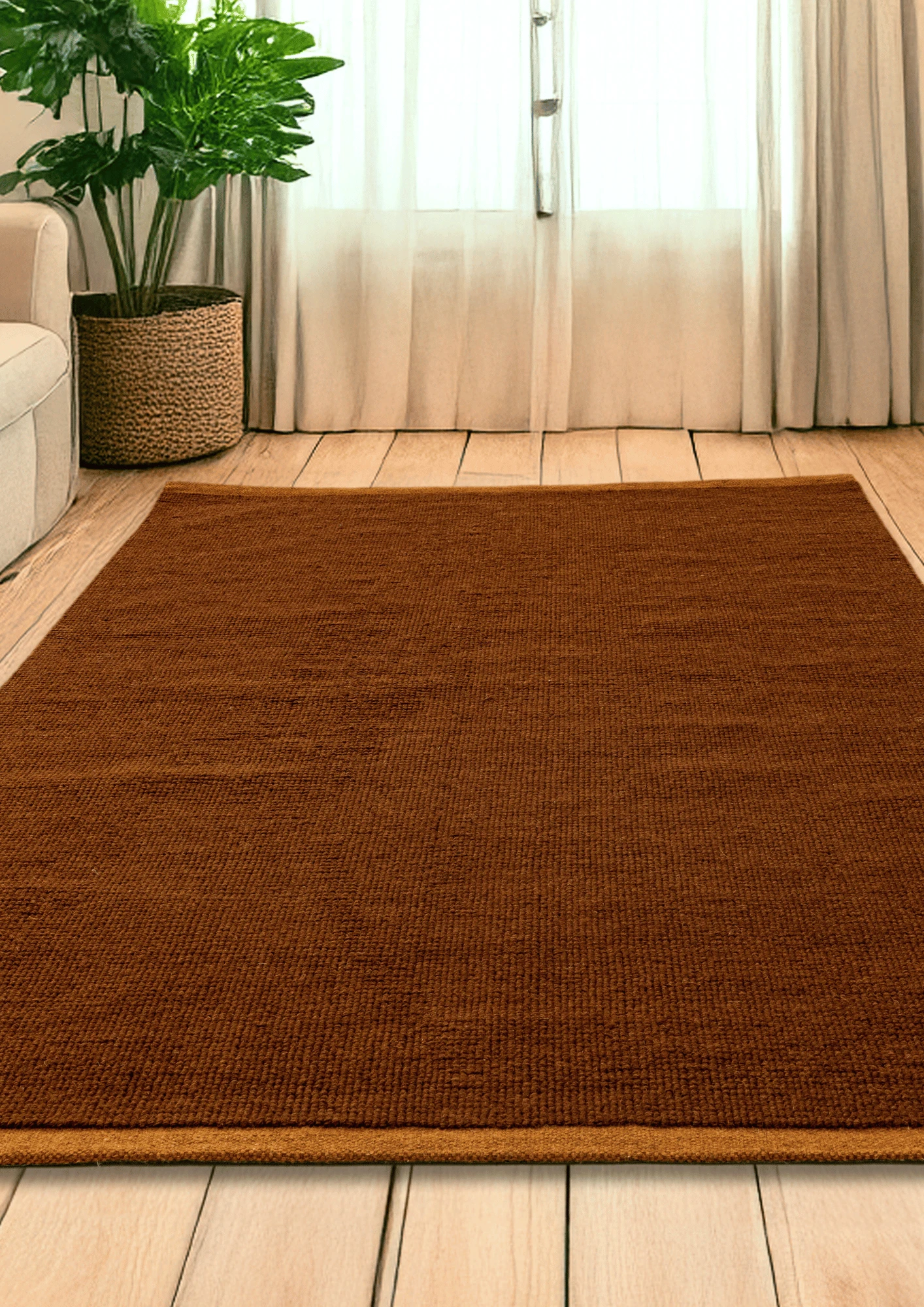 Loop Woolen Handwoven Rug   Flame - Jute - Hand Woven - Ajaypee Carpets (Thumbnail 4)