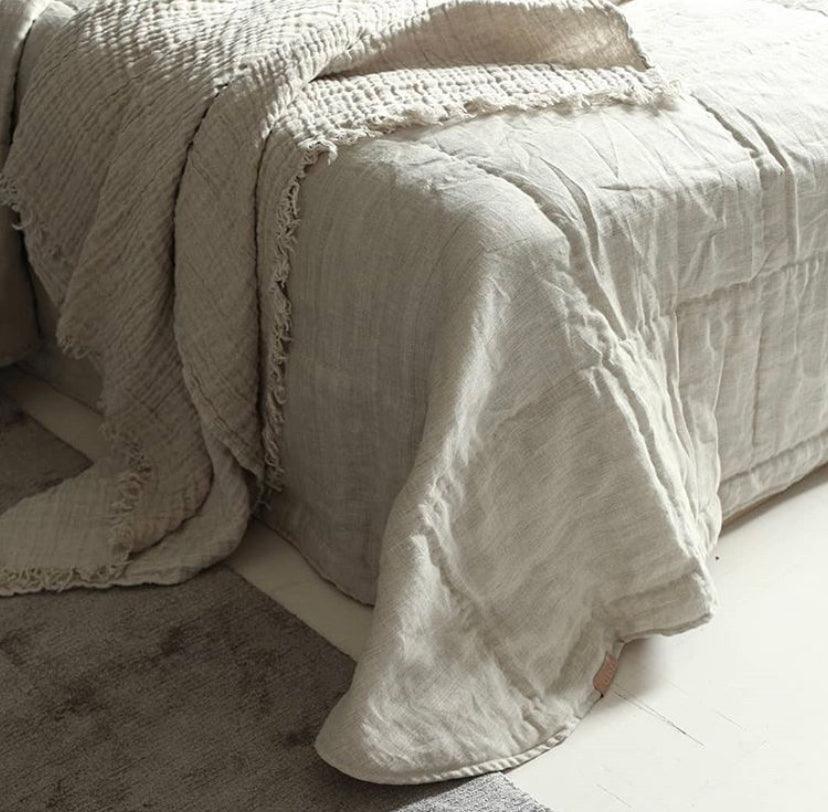 Natural Linen Bedspread - Cotton - Hand Woven - Ajaypee Carpets (Thumbnail 5)