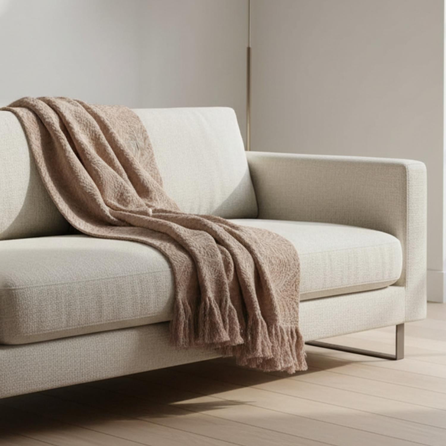 Biscuit Cotton Dobby Design Throw – Cotton Hand Woven handmade carpet by Ajaypee Carpets