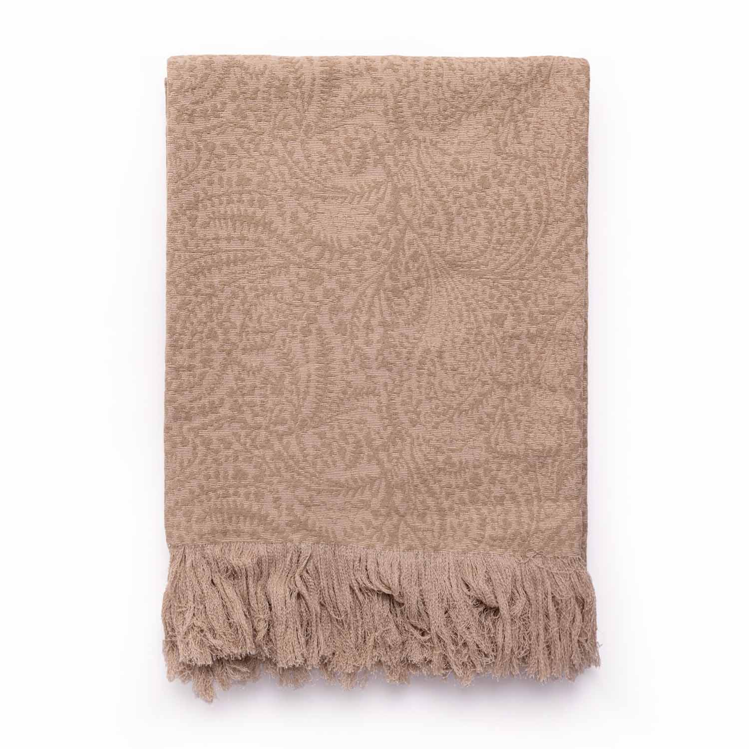 Biscuit Cotton Dobby Design Throw - Cotton - Hand Woven - Ajaypee Carpets (Thumbnail 2)