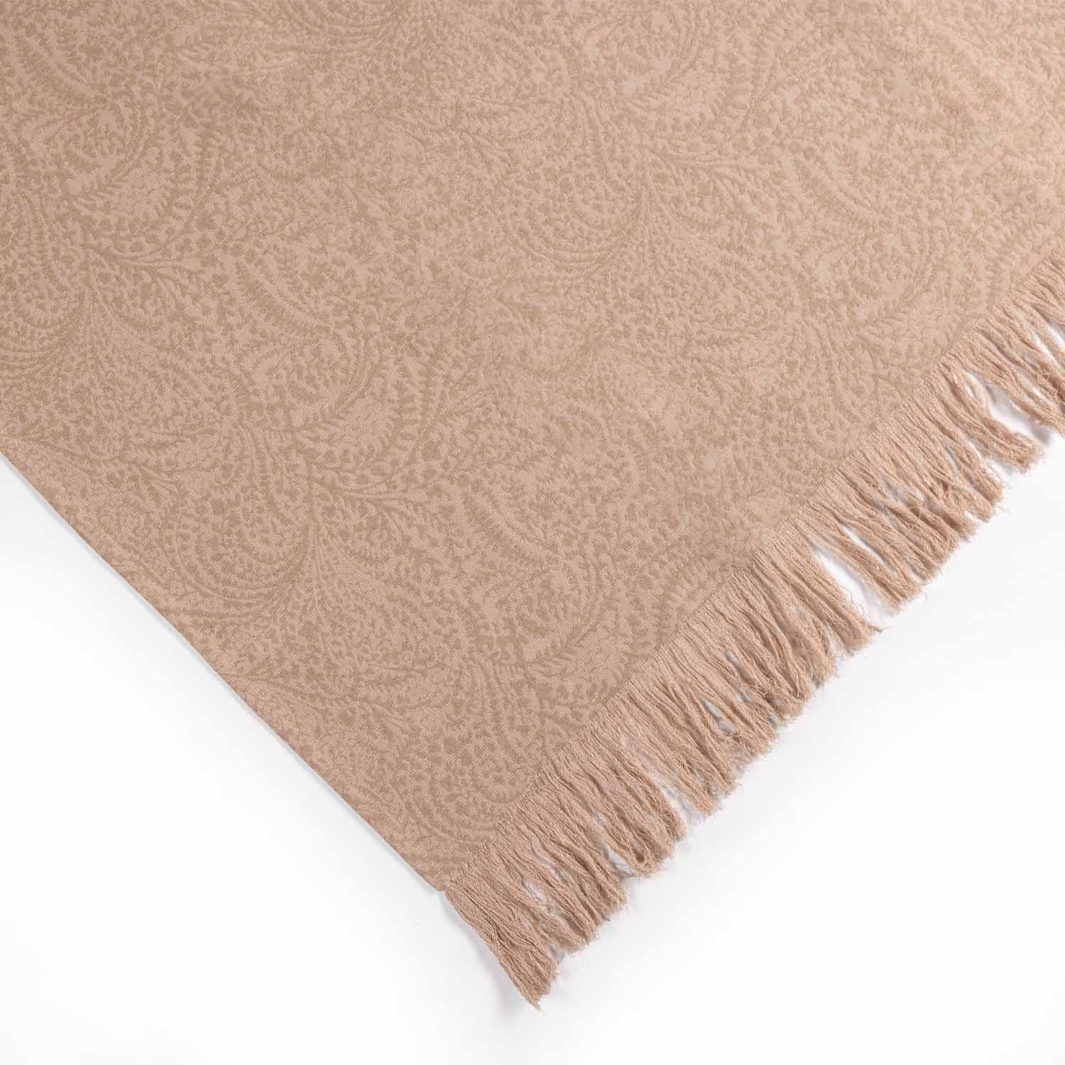 Biscuit Cotton Dobby Design Throw - Cotton - Hand Woven - Ajaypee Carpets (Thumbnail 3)