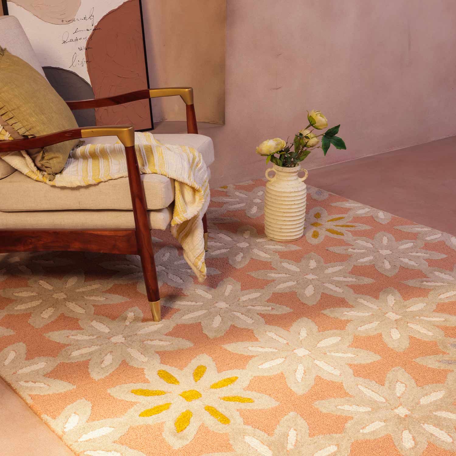 Freya Hand Tufted Woollen Rug - Cotton - Hand Tufted - Ajaypee Carpets (Thumbnail 7)
