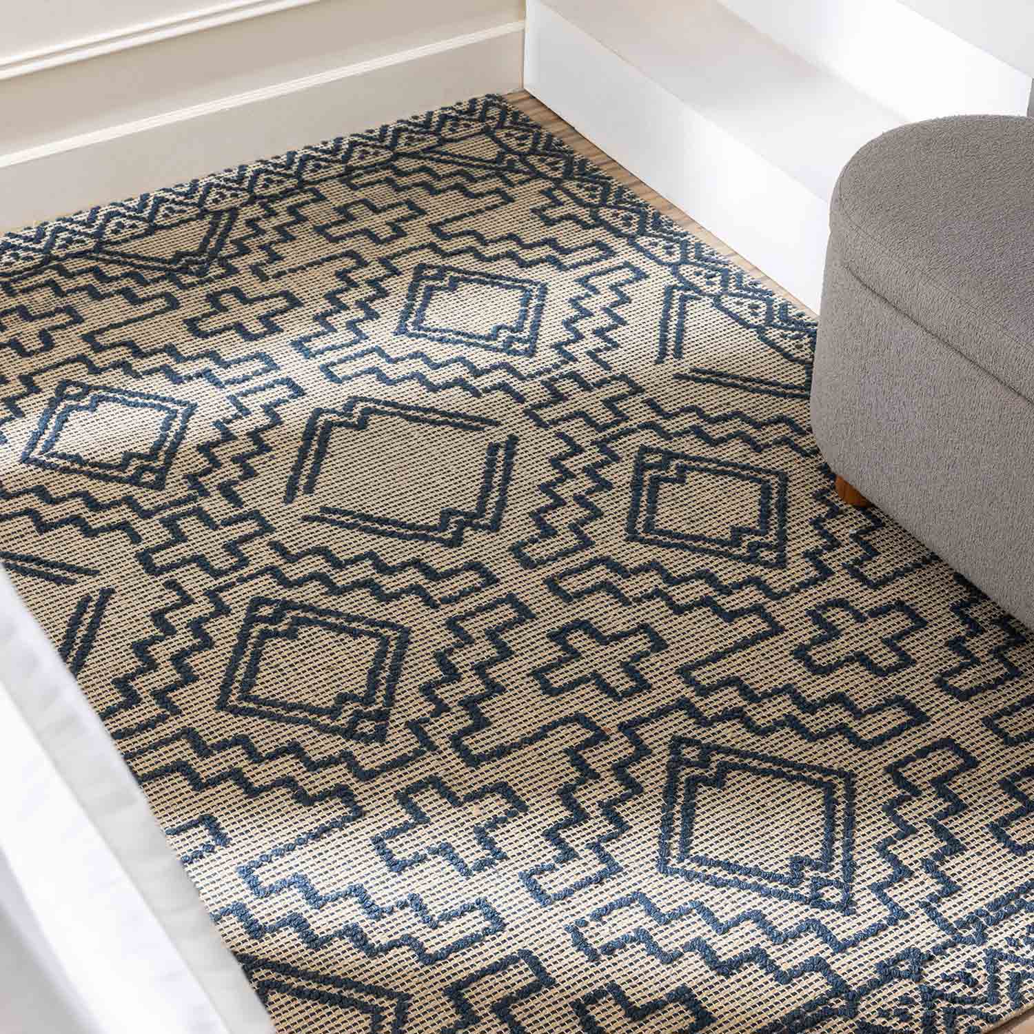 Geometric Flat Weave Jute Dhurrie - Jute - Flatweave - Ajaypee Carpets (Thumbnail 3)