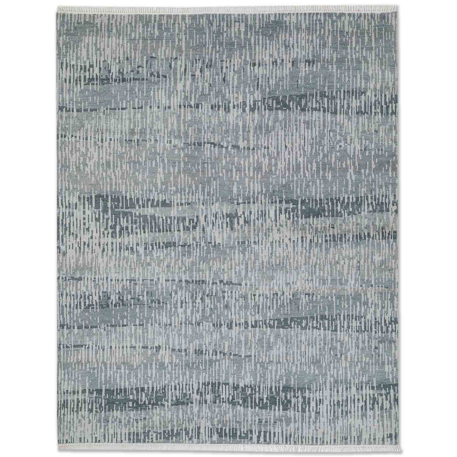 Glitch Vertical Hand Knotted Woollen Rug – Cotton Hand Knotted handmade carpet by Ajaypee Carpets