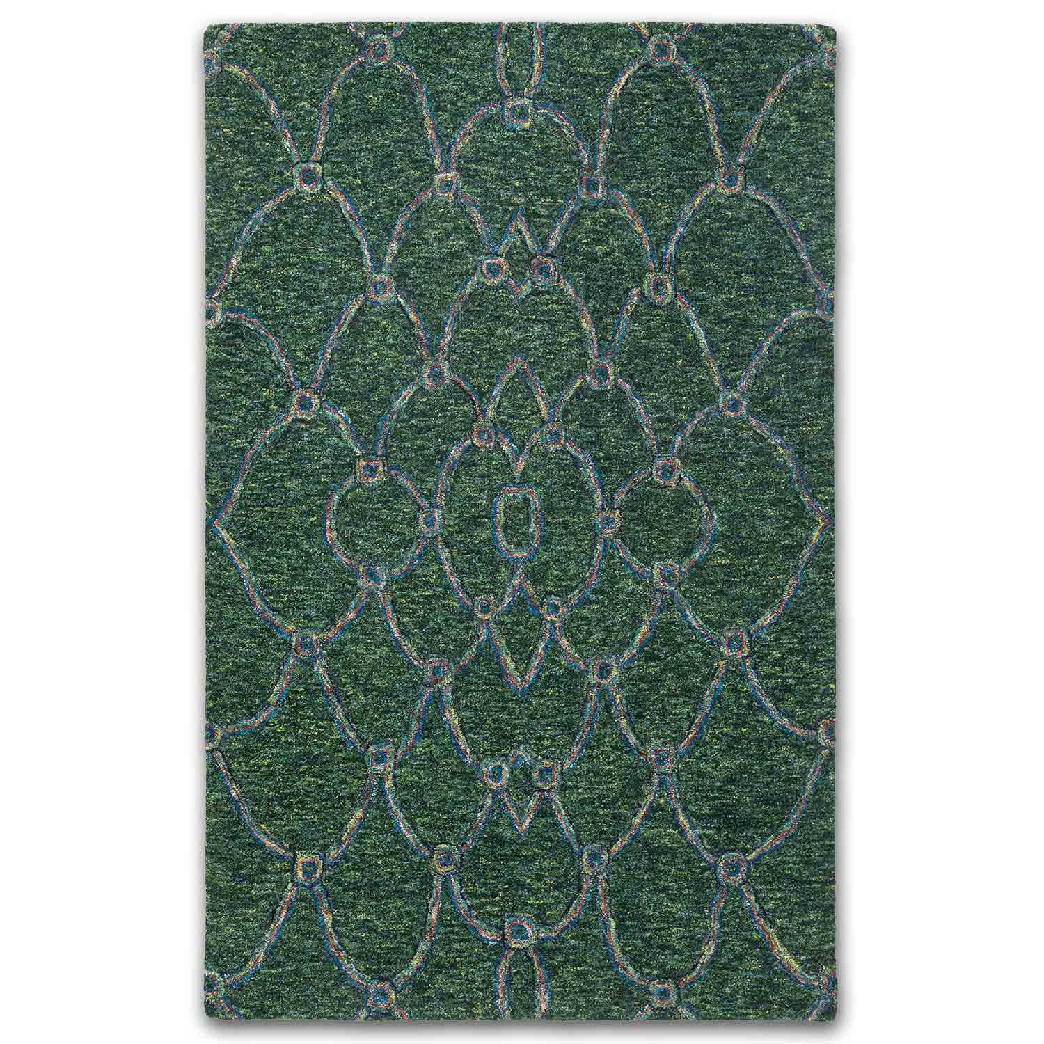Giusta Peacock Colour Hand Tufted Woollen Rug By Mariella Ienna - Cotton - Hand Tufted - Ajaypee Carpets (Thumbnail 2)
